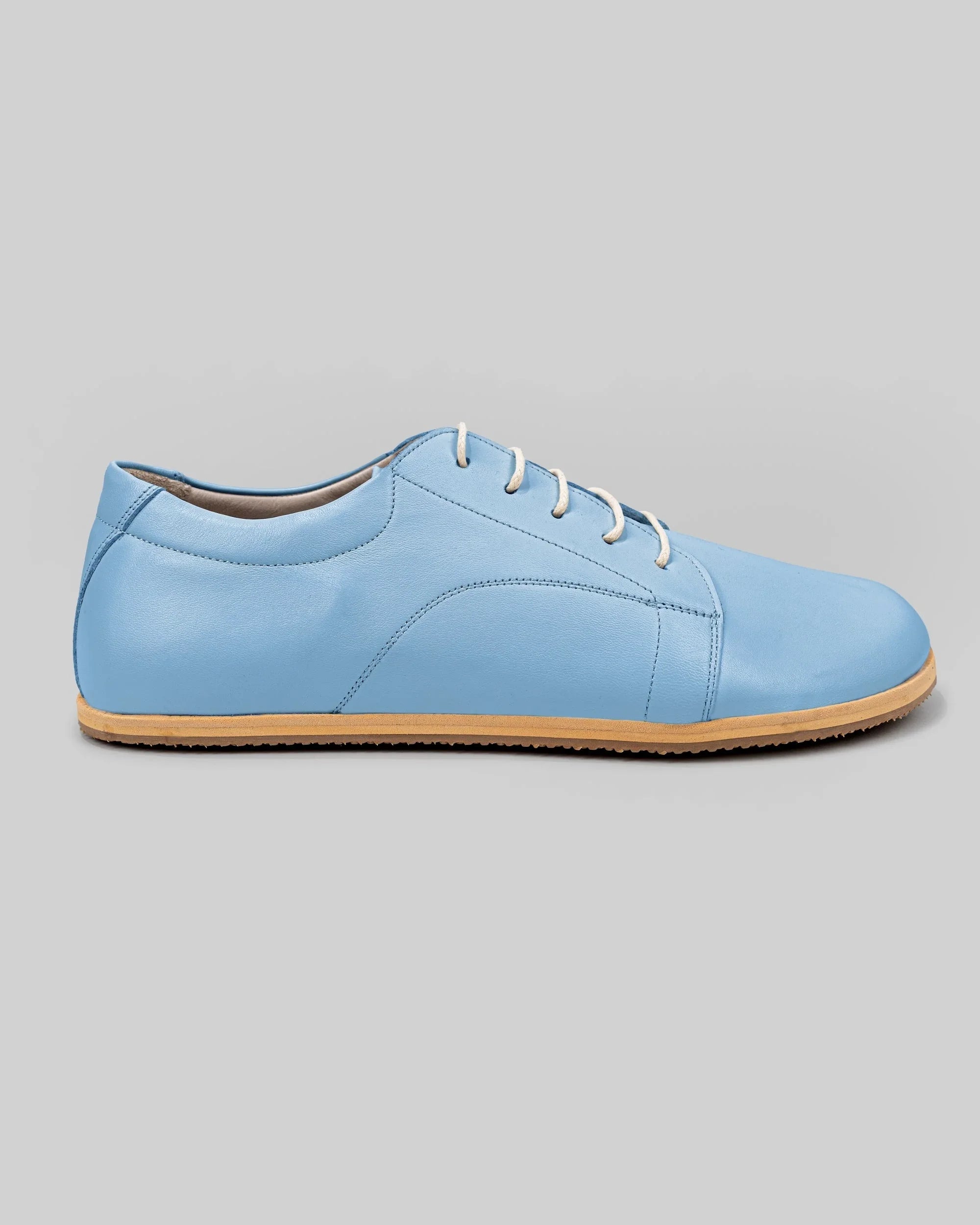 Side view Baby Blue Barefoot Sneaker - Calf Leather Zero Drop | Bespoky