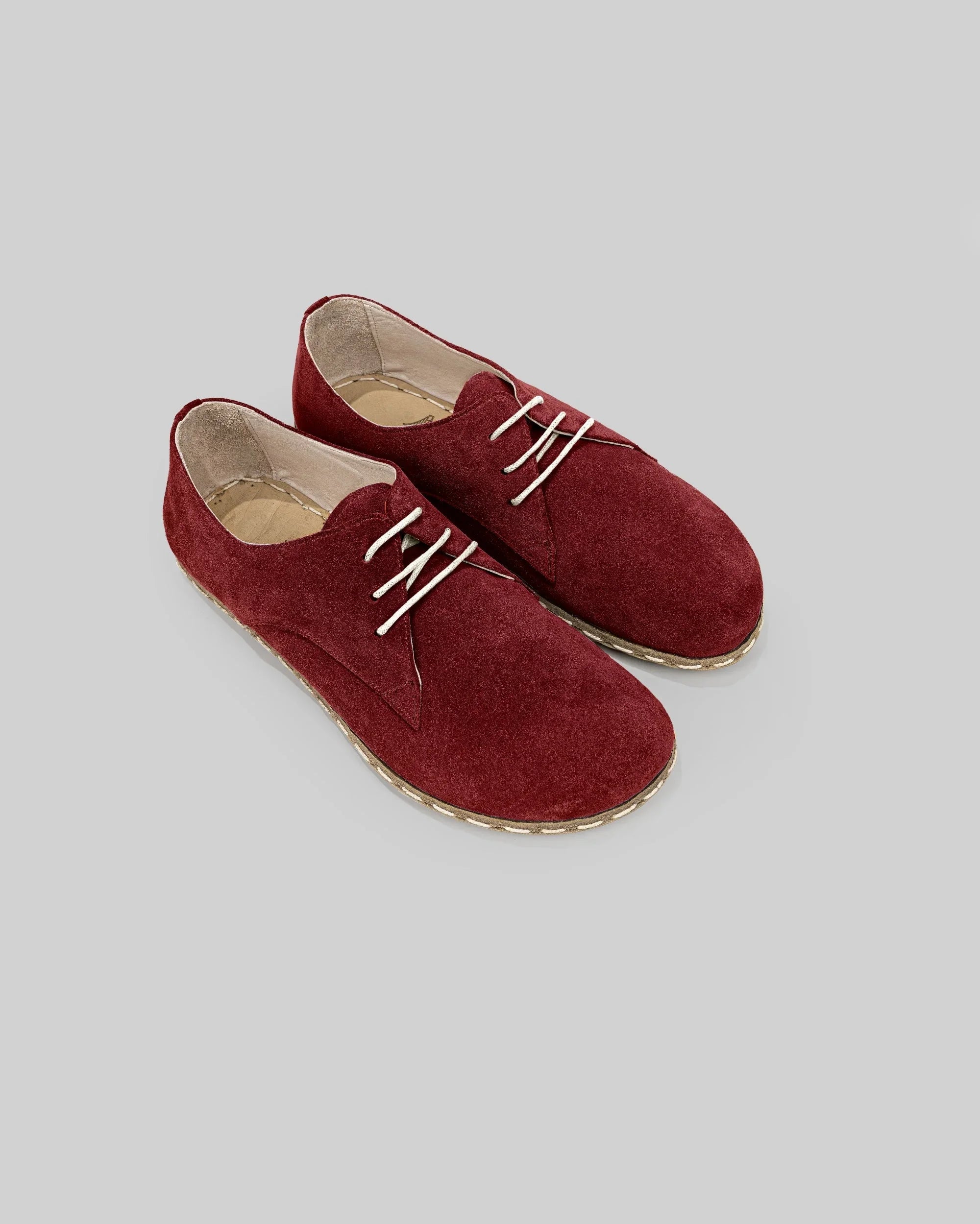Women's Burgundy Oxford Shoes - Handcrafted Calf Leather Wide Toe Box | Bespoky
