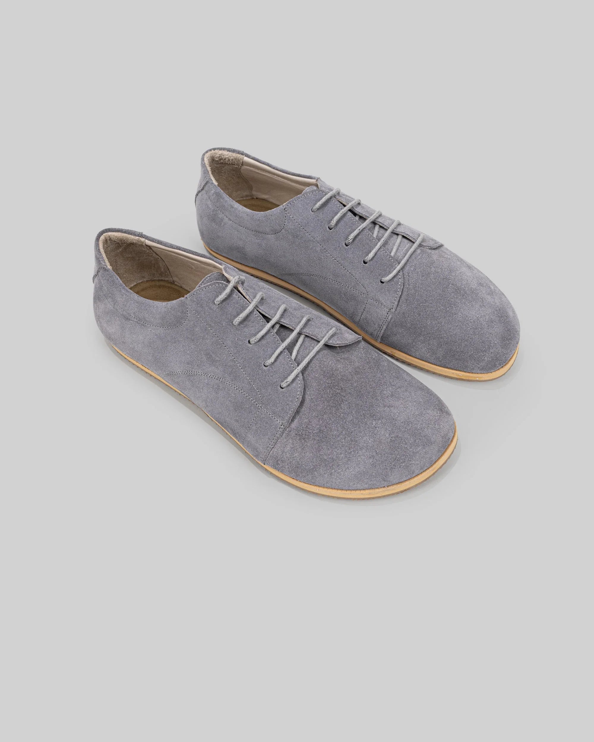 Men's Grey Suede Barefoot Sneaker - Handcrafted Calf Leather Wide Toe Box | Bespoky