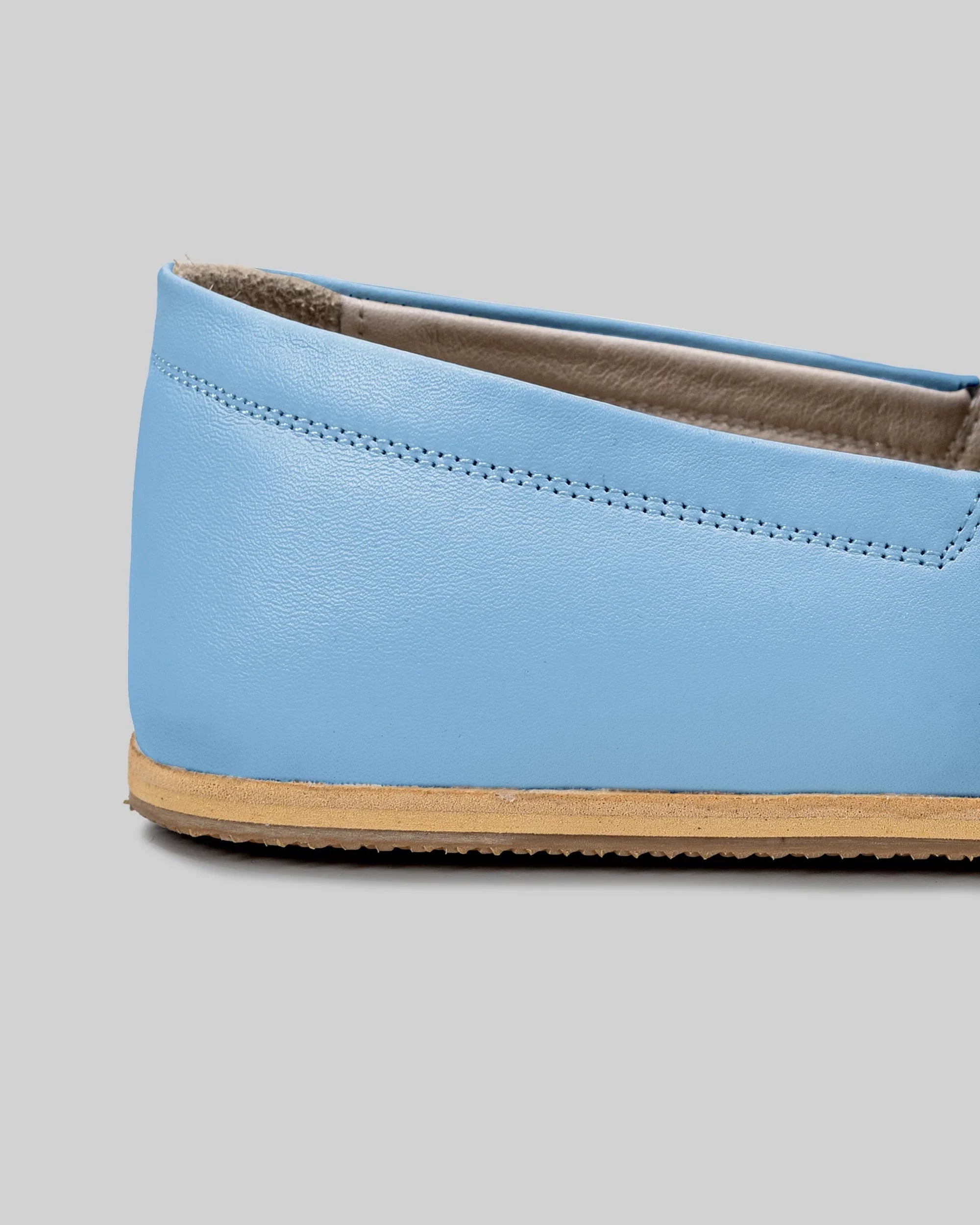 Detail Baby Blue Barefoot Shoes - Handcrafted Calf Leather Turkey | Bespoky