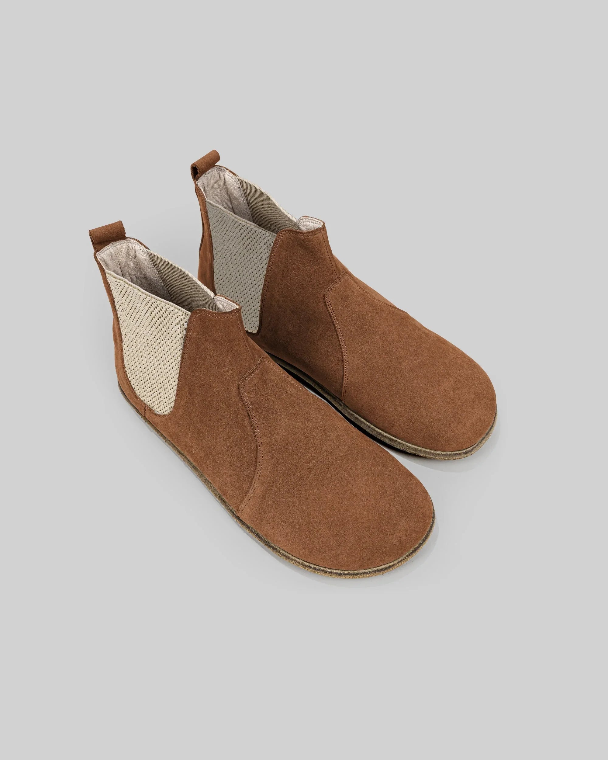 Men's Tan Nubuck Chelsea Boots - Handcrafted Calf Leather Wide Toe Box | Bespoky
