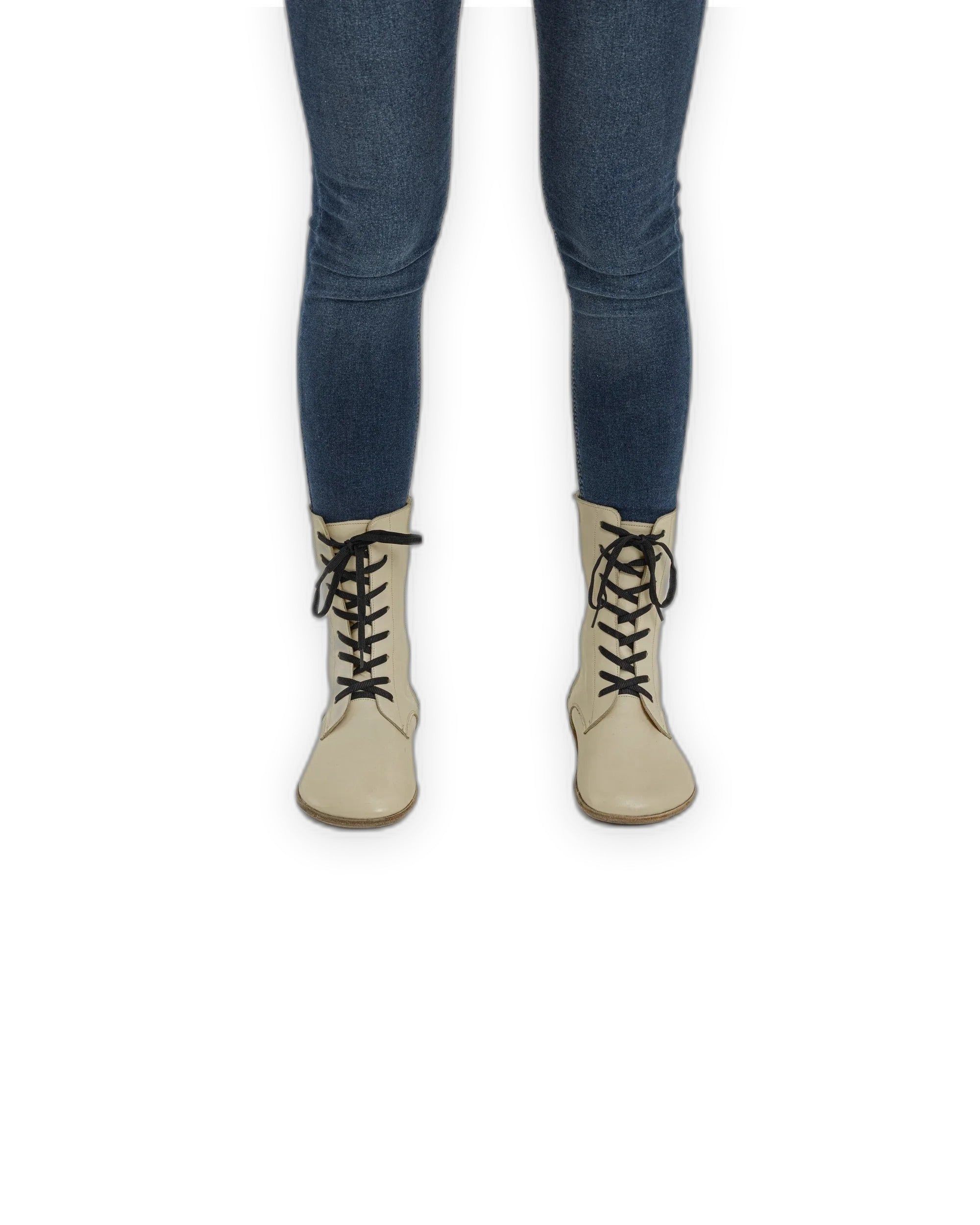 Pair Beige Barefoot Boot - Barefoot Wide Toe Calf Leather | Bespoky
