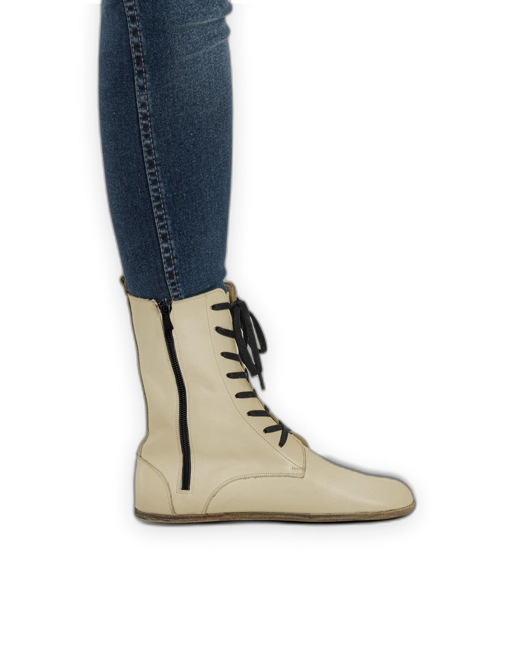 Back view Beige Barefoot Boot - Calf Leather Handcrafted | Bespoky