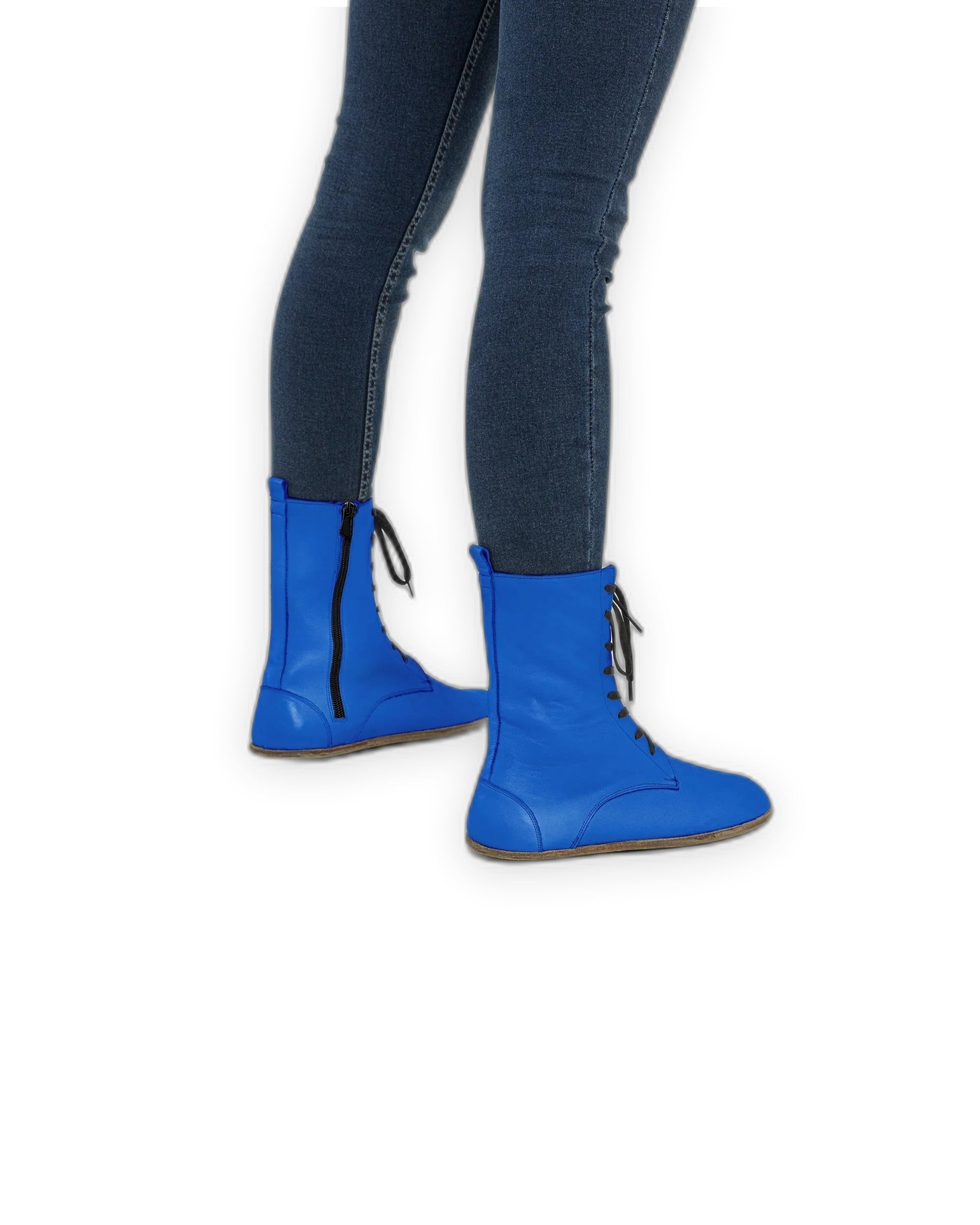 Back view Blue Barefoot Boot - Calf Leather Handcrafted | Bespoky
