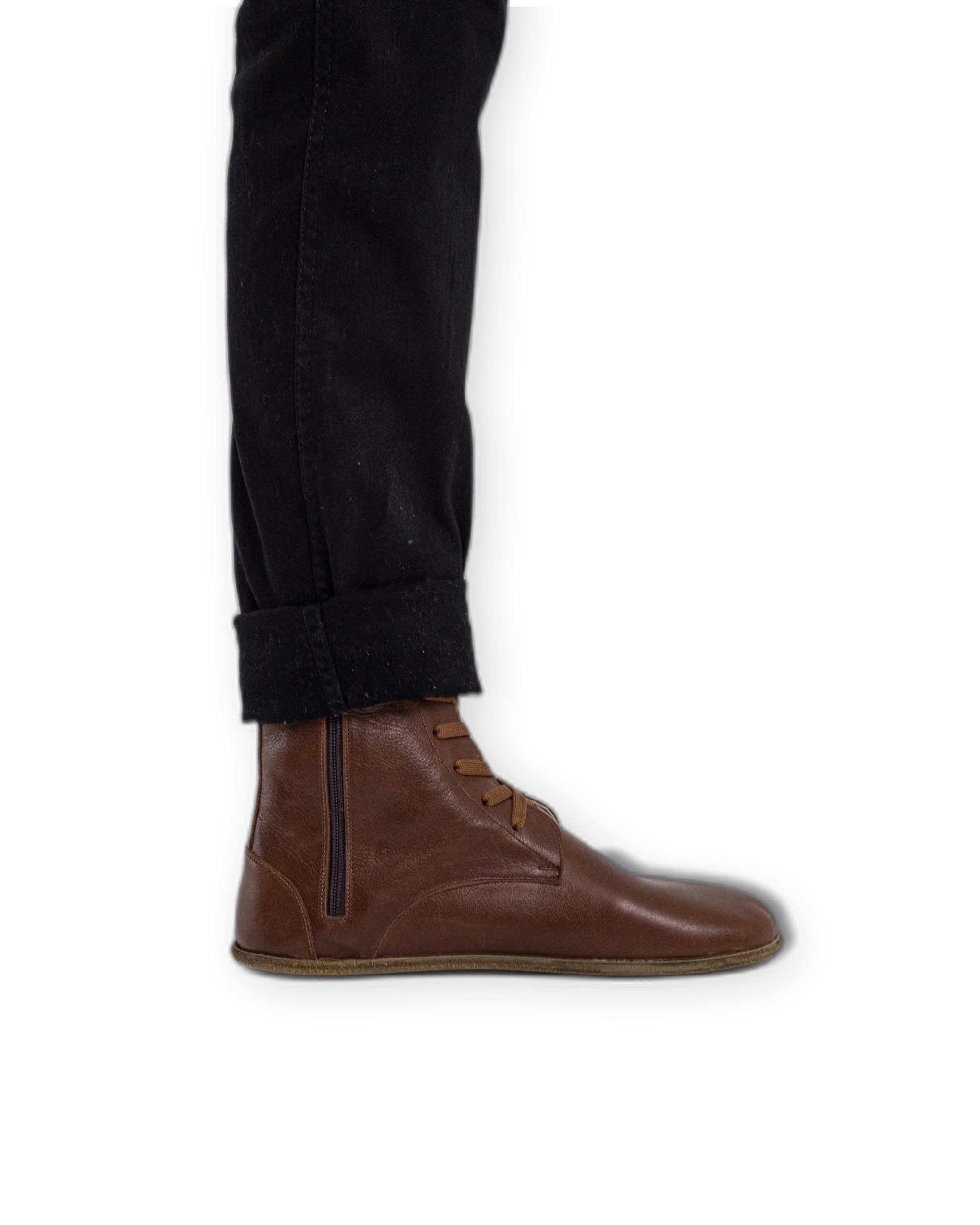 Close-up calf leather - Brown Barefoot Boot Detail | Bespoky