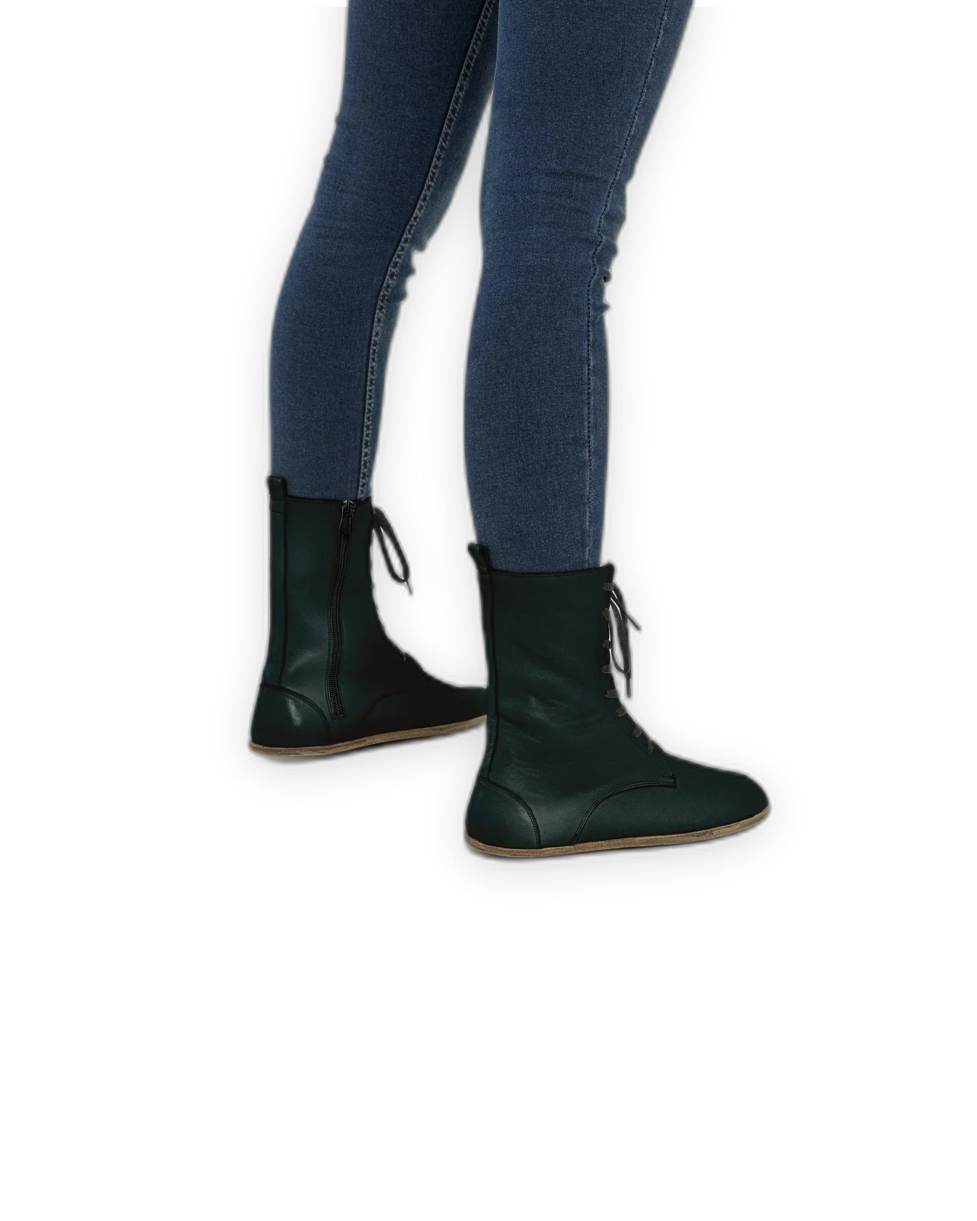 Detail Dark Green Barefoot Boot - Handcrafted Calf Leather Turkey | Bespoky