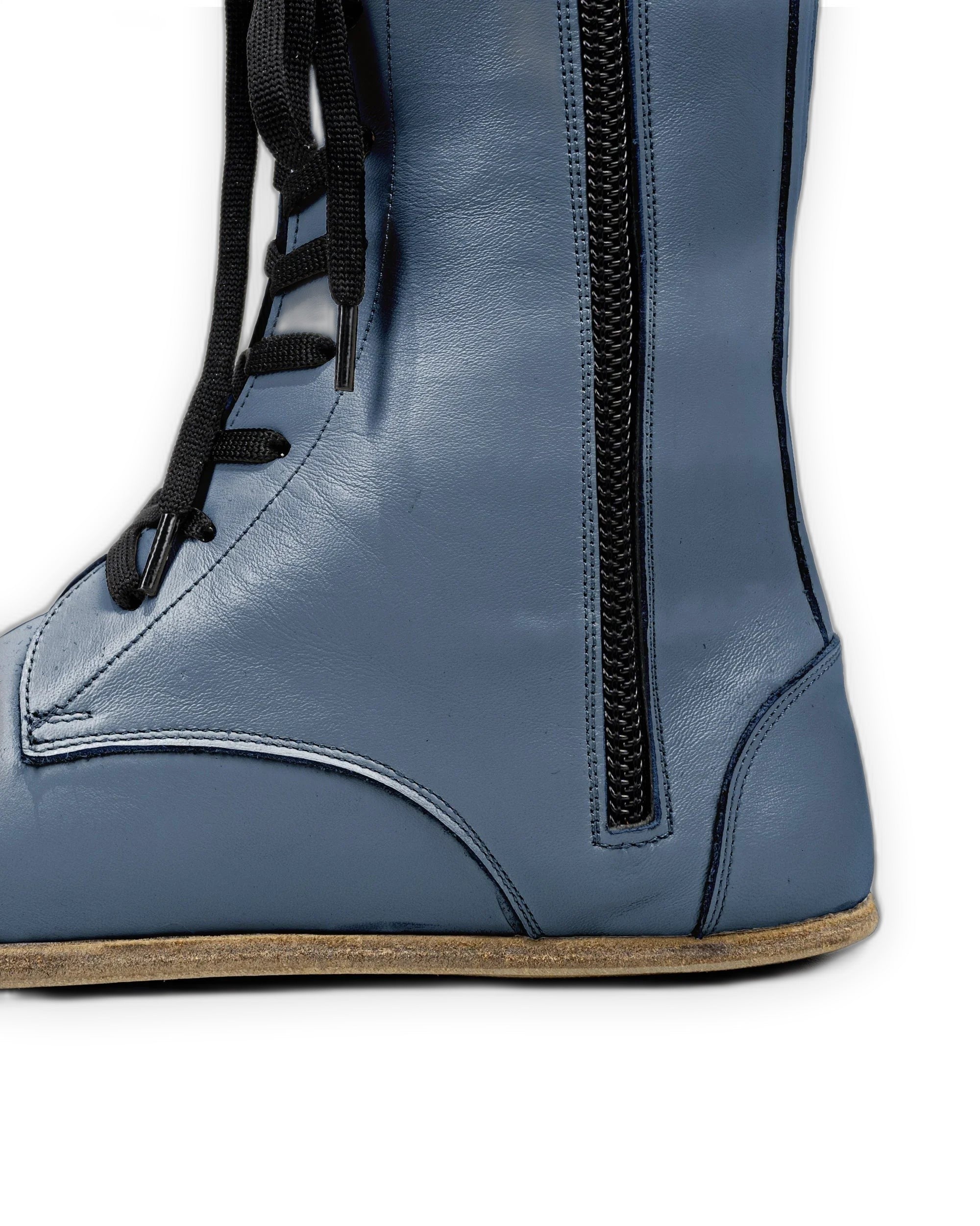 Side view Jean Blue Barefoot Boot - Calf Leather Zero Drop | Bespoky