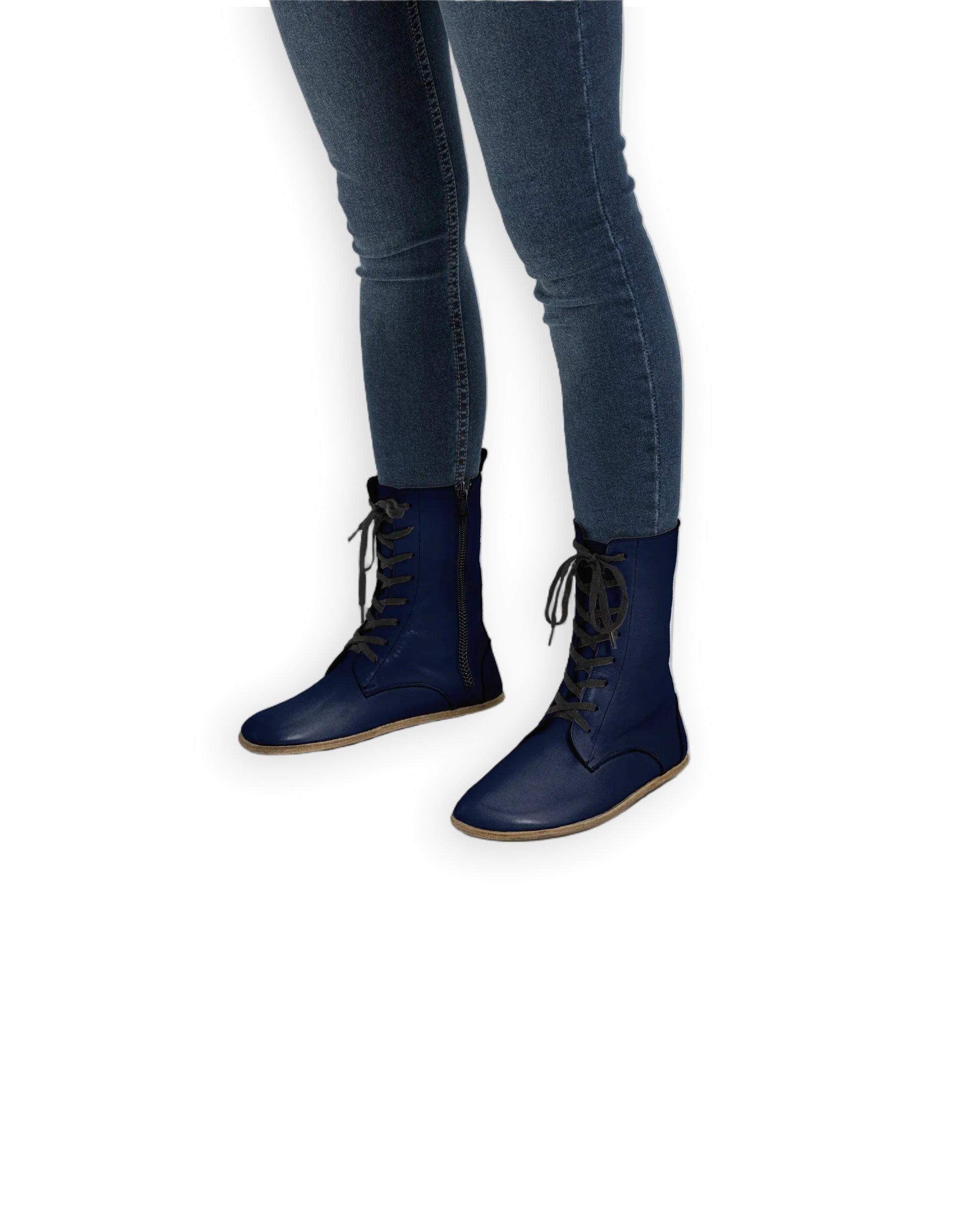 Men's Navy Blue Barefoot Boot - Handcrafted Calf Leather Wide Toe Box | Bespoky