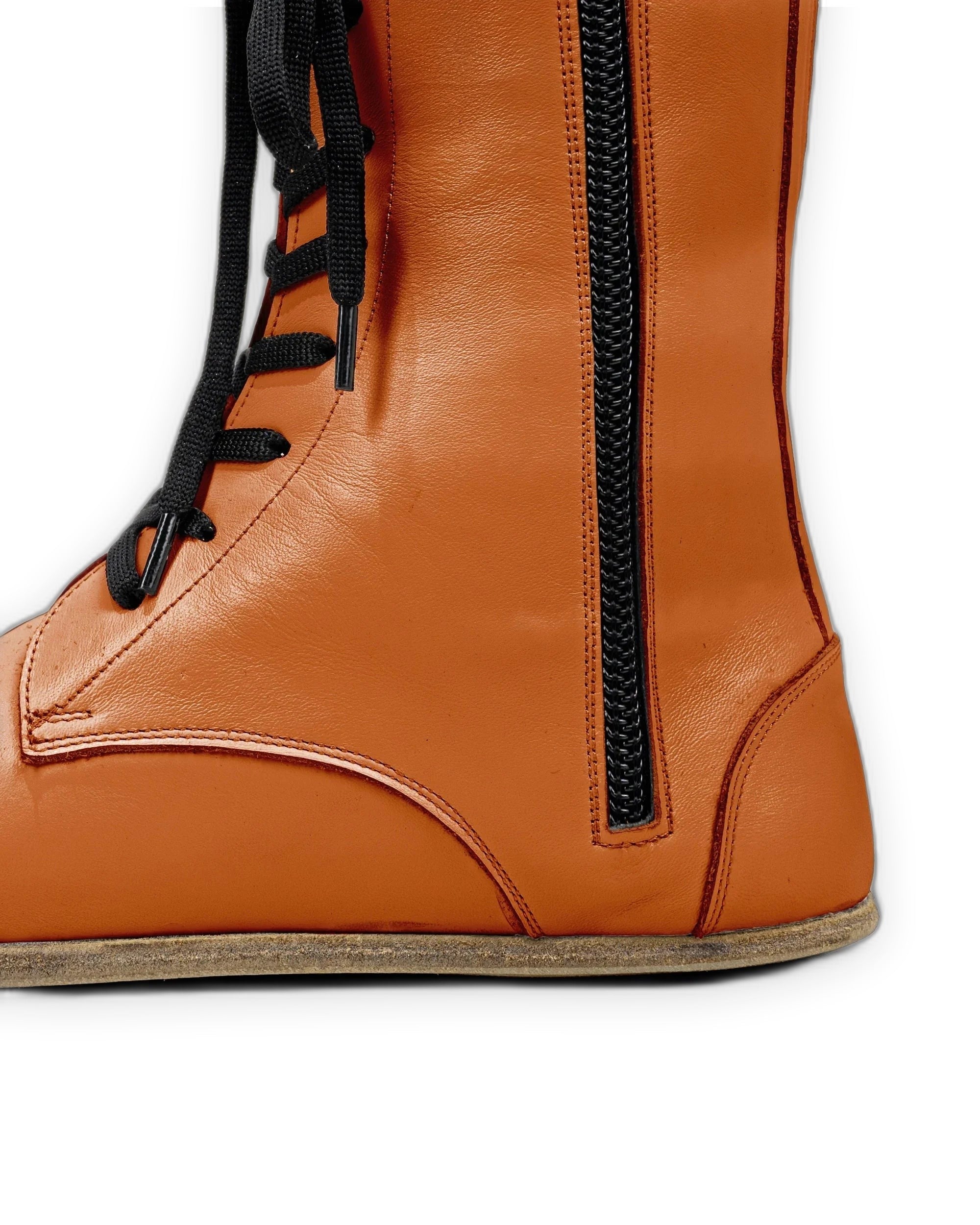 Side view Orange Barefoot Boot - Calf Leather Zero Drop | Bespoky
