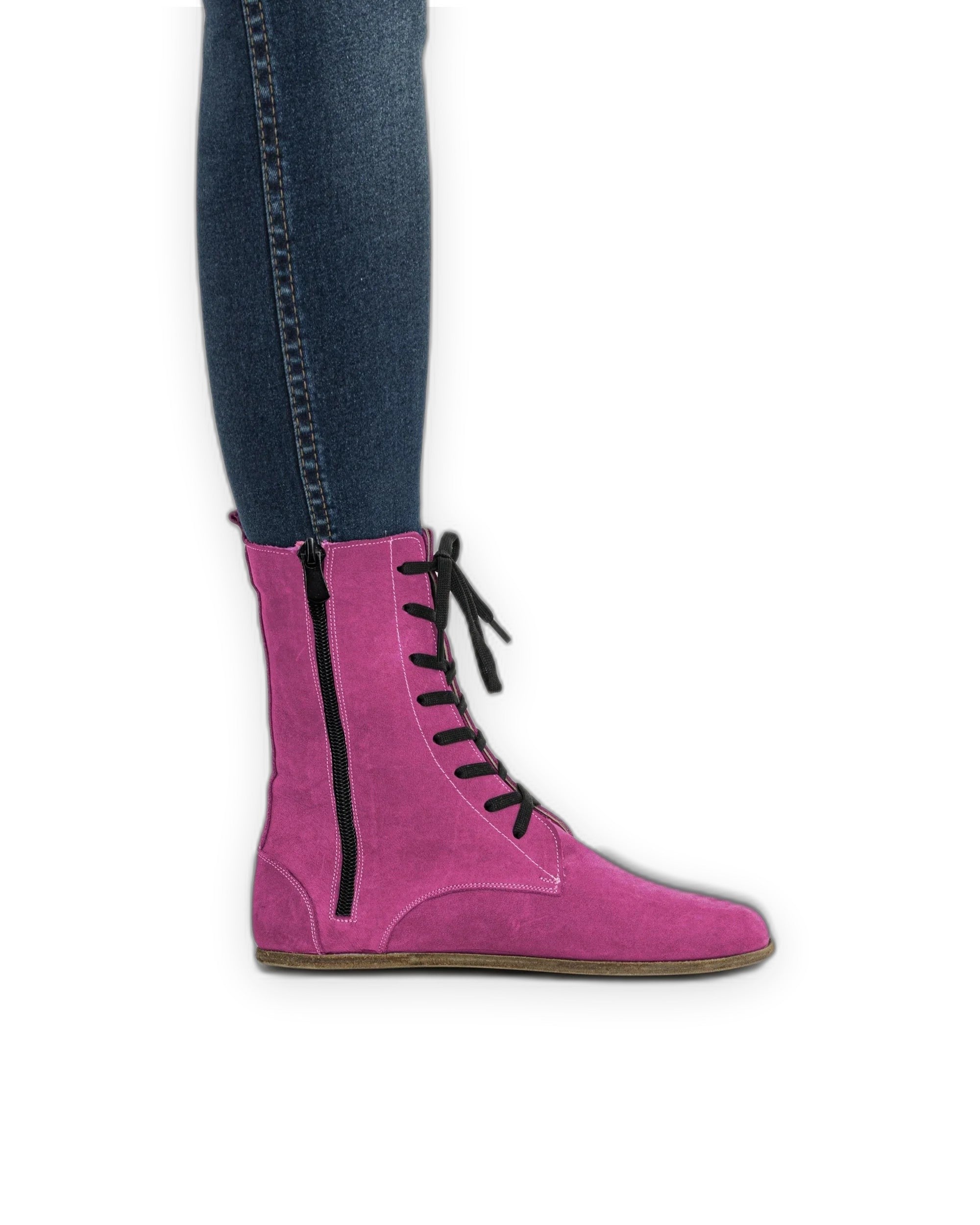 Detail Pink Nubuck Barefoot Boot - Handcrafted Calf Leather Turkey | Bespoky