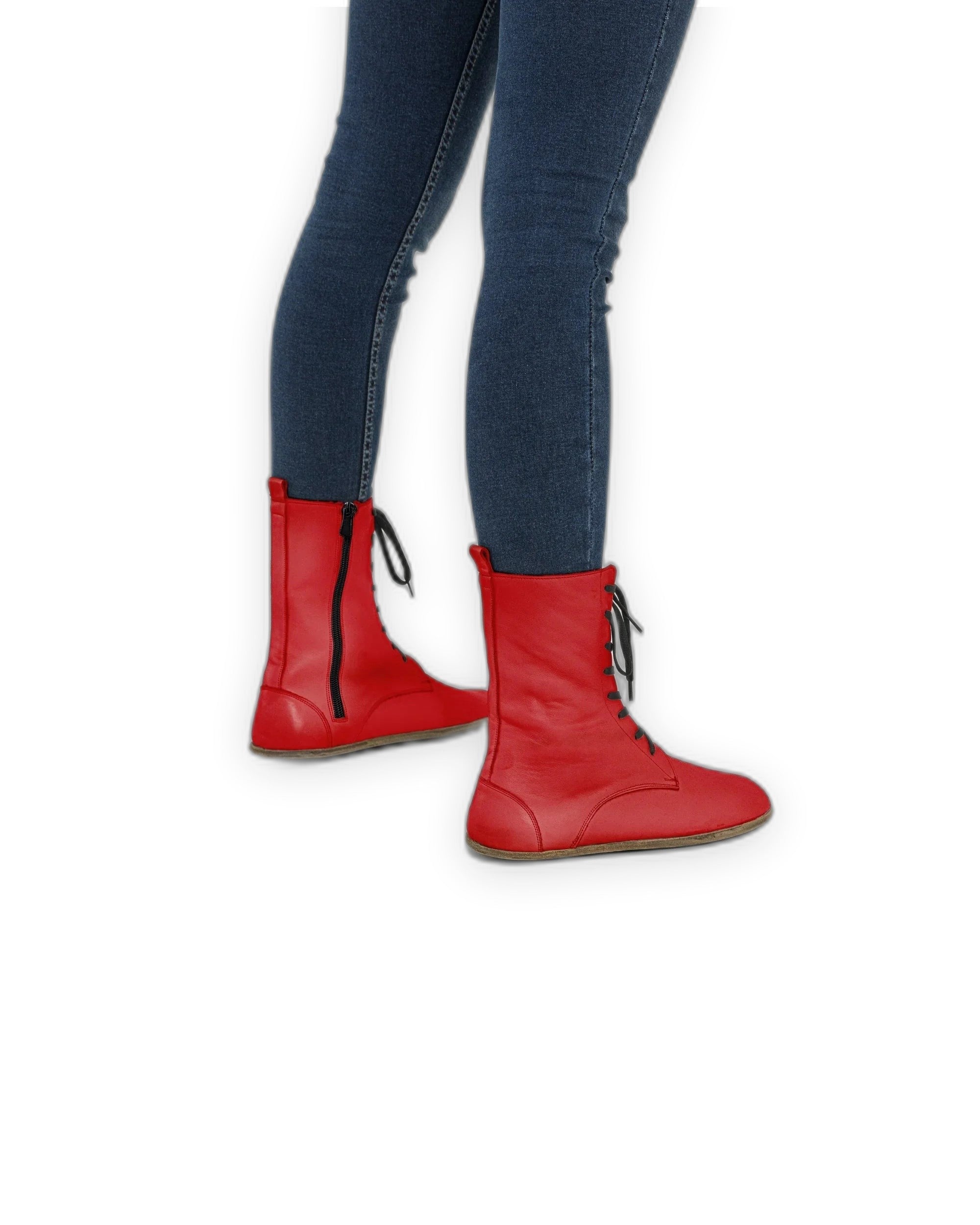 Detail Red Barefoot Boot - Handcrafted Calf Leather Turkey | Bespoky