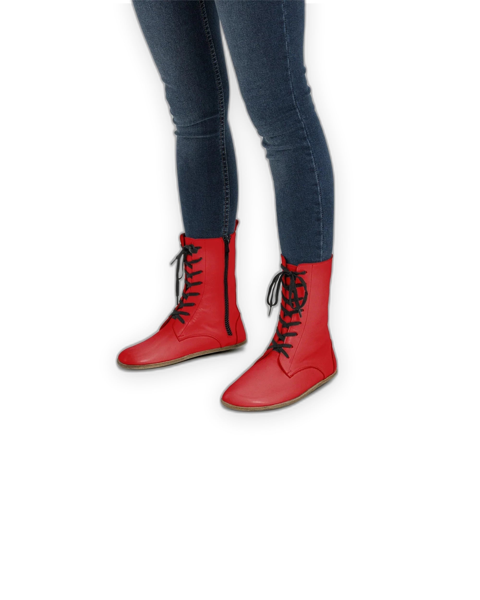 Men's Red Barefoot Boot - Handcrafted Calf Leather Wide Toe Box | Bespoky
