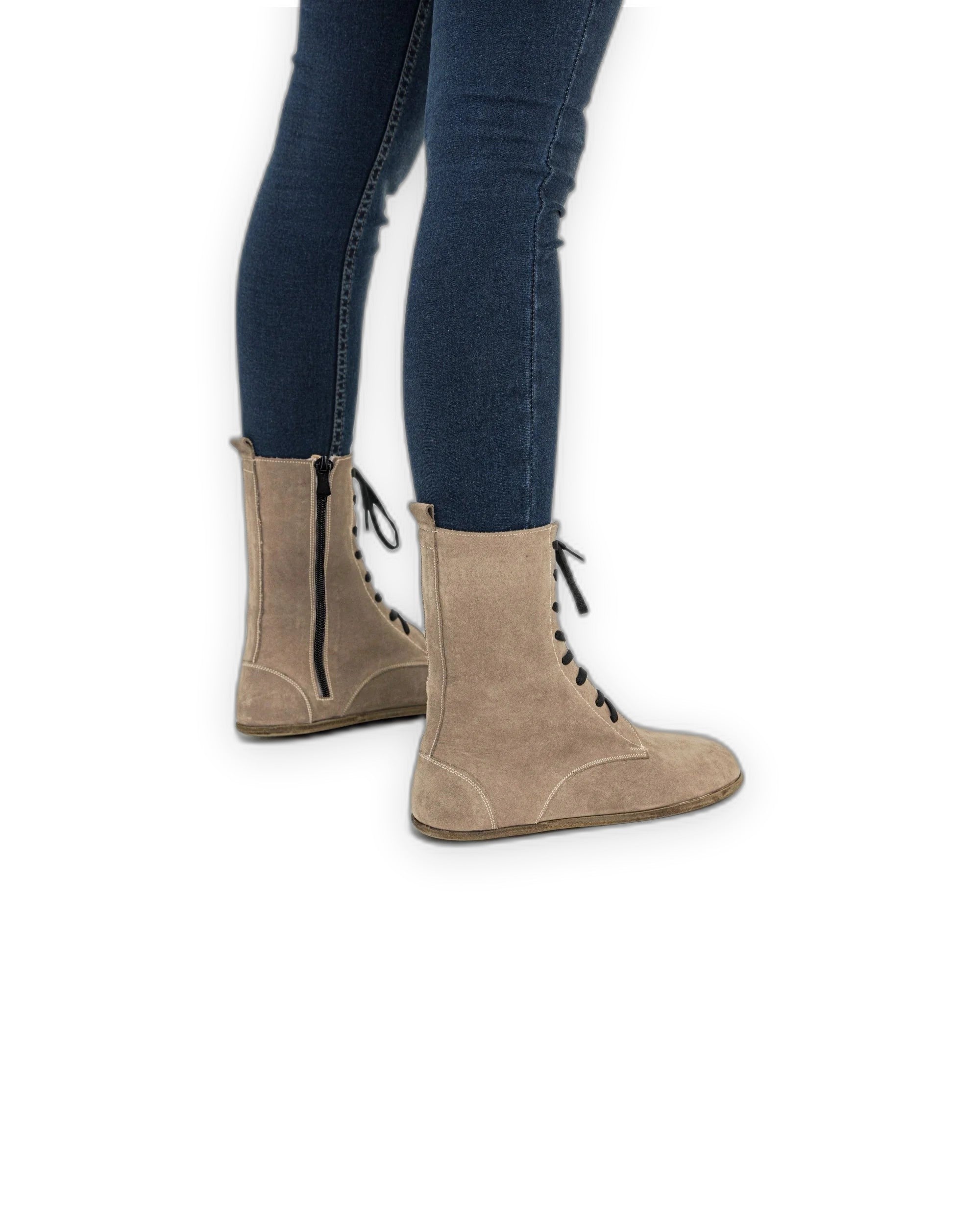 Side view Beige Barefoot Boot - Calf Leather Zero Drop | Bespoky