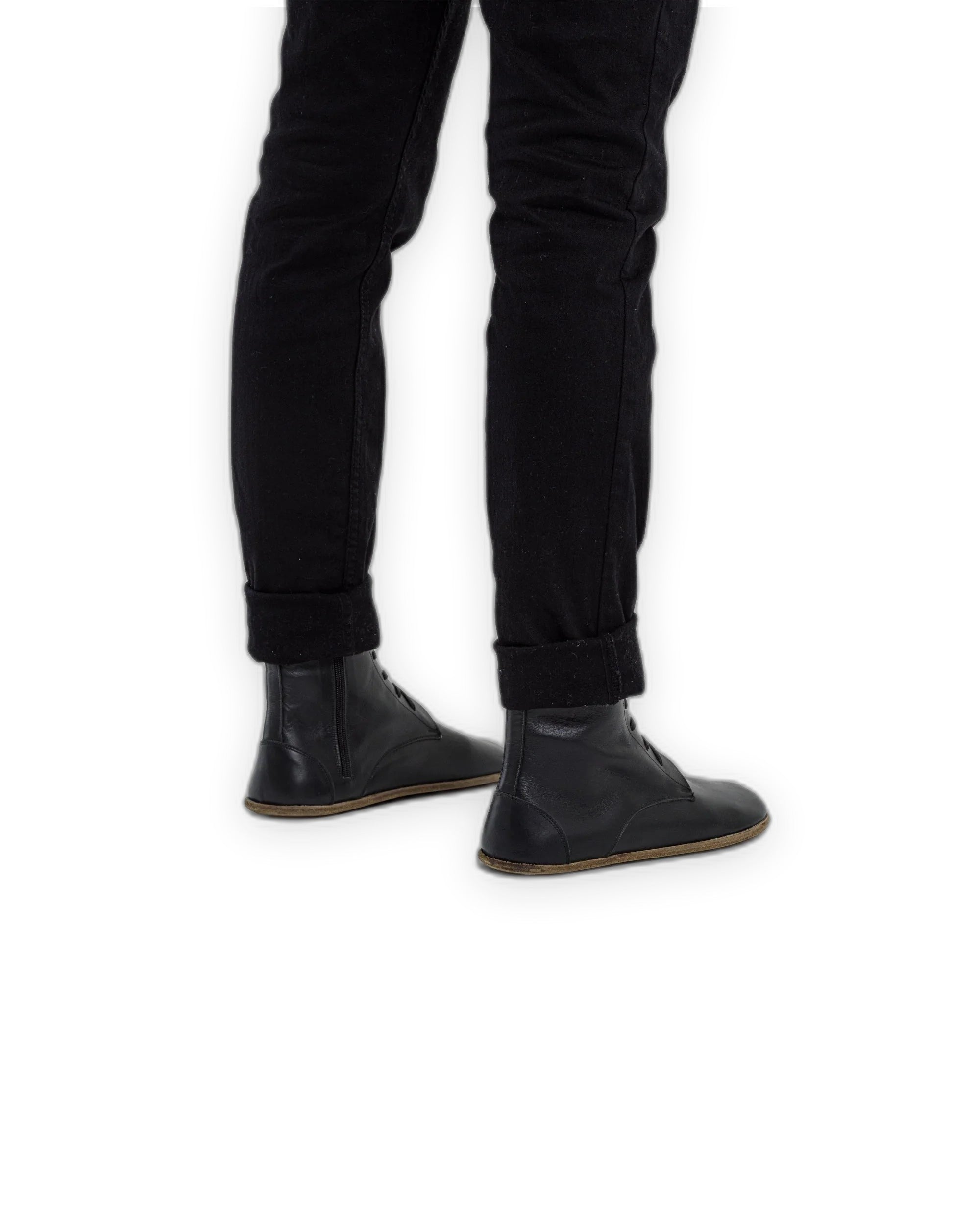 Close-up calf leather - Black Barefoot Boot Detail | Bespoky