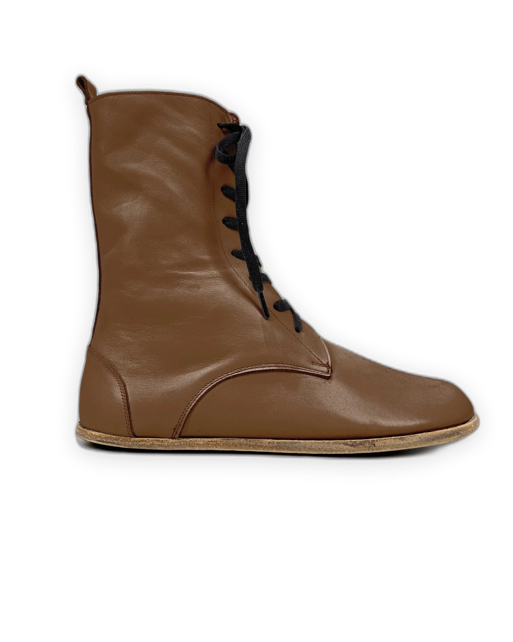Side view Dark Tan Barefoot Boot - Calf Leather Zero Drop | Bespoky