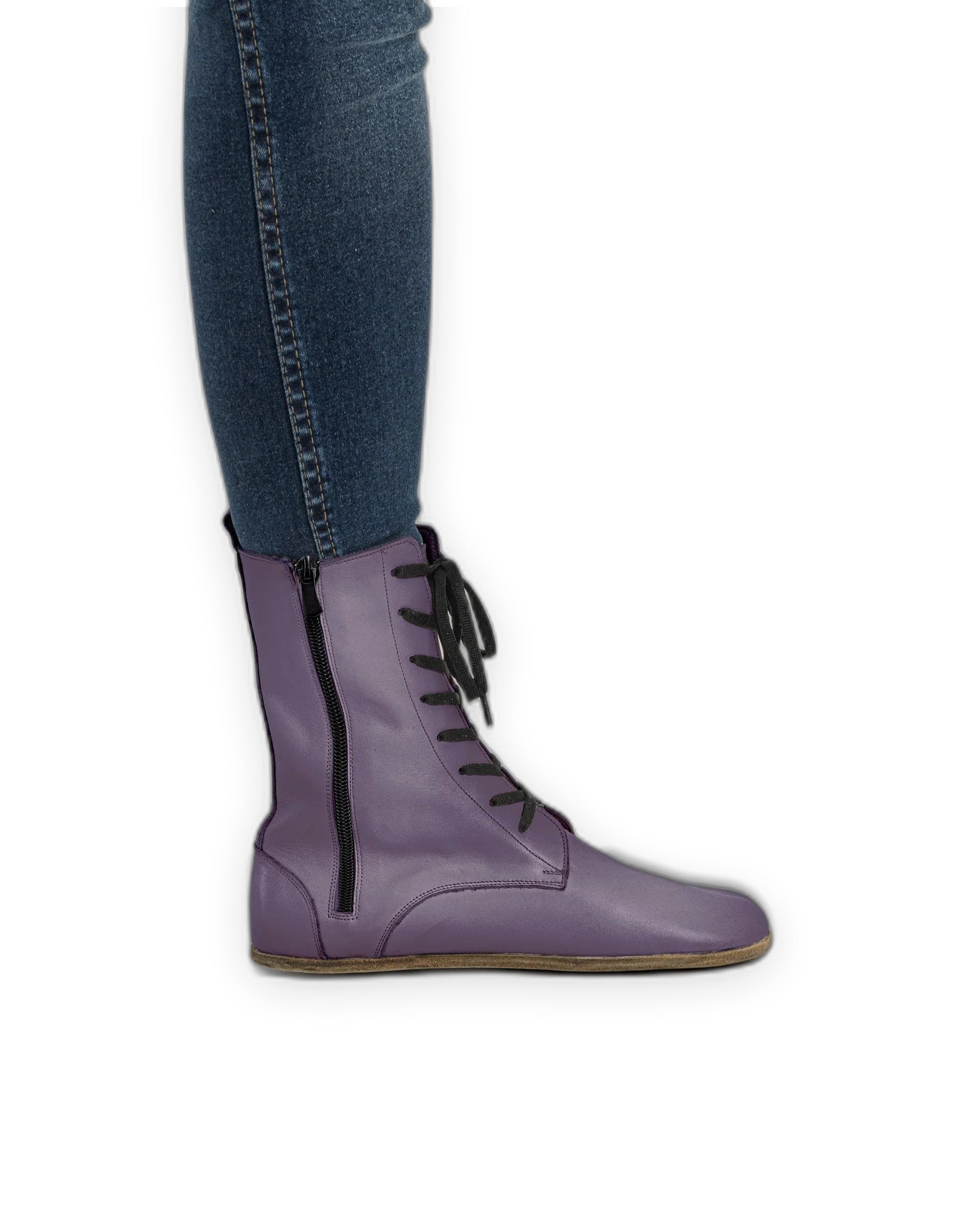 Pair Purple Barefoot Boot - Barefoot Wide Toe Calf Leather | Bespoky