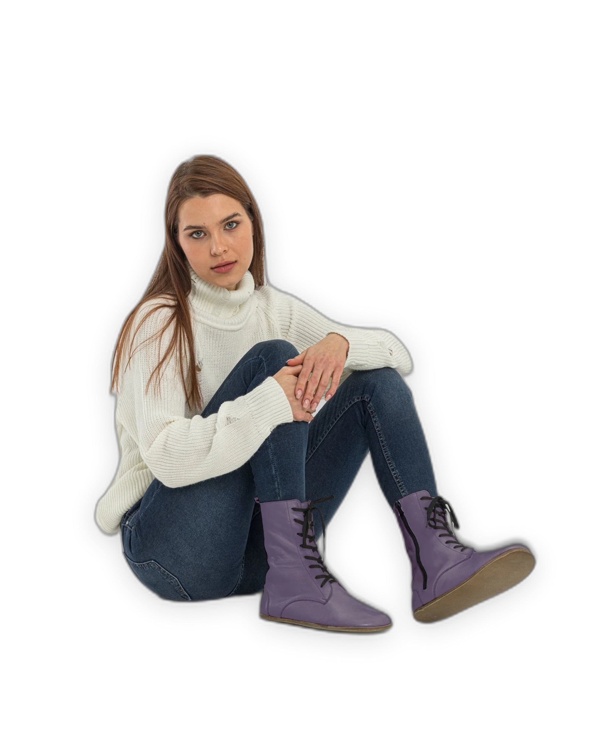 Back view Purple Barefoot Boot - Calf Leather Handcrafted | Bespoky