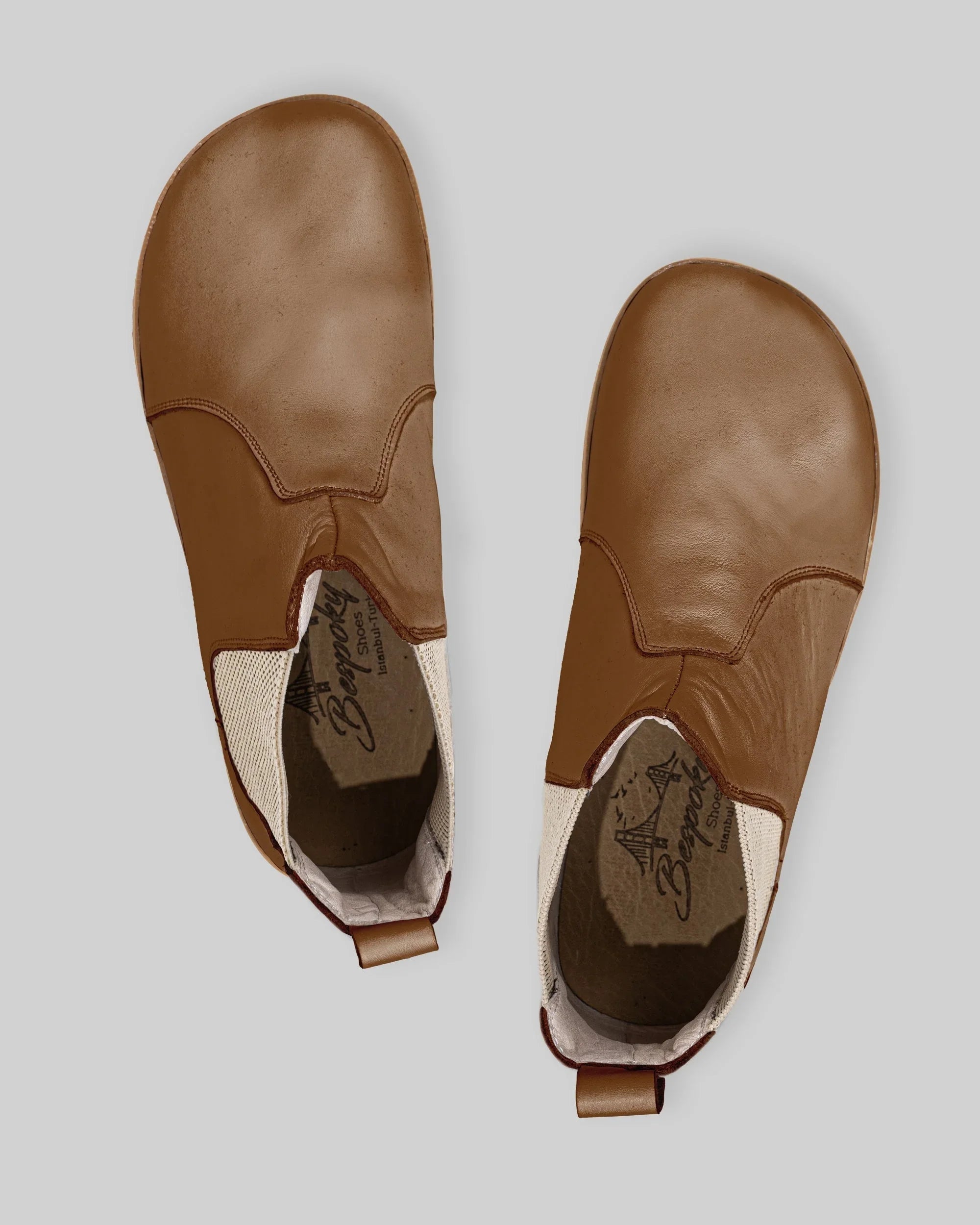 Side view Dark Tan Chelsea Boots - Calf Leather Zero Drop | Bespoky