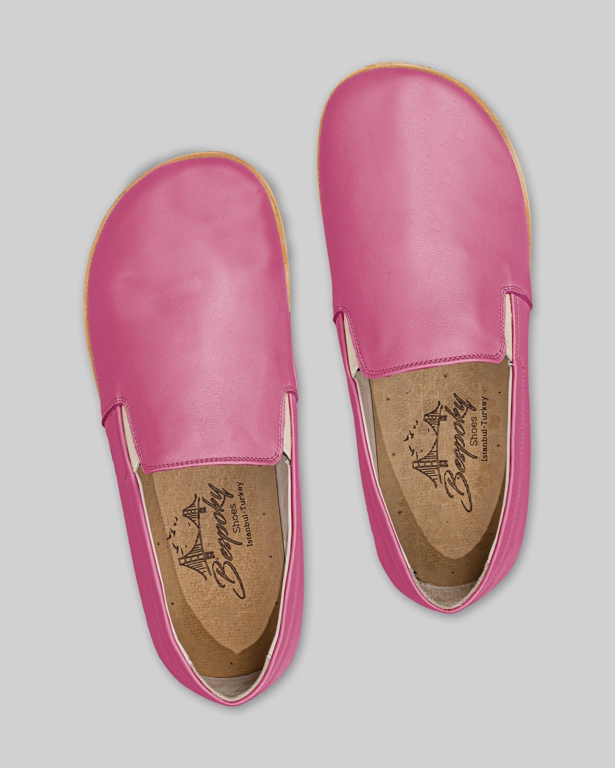 Side view Fuchsia Barefoot Shoes - Calf Leather Zero Drop | Bespoky