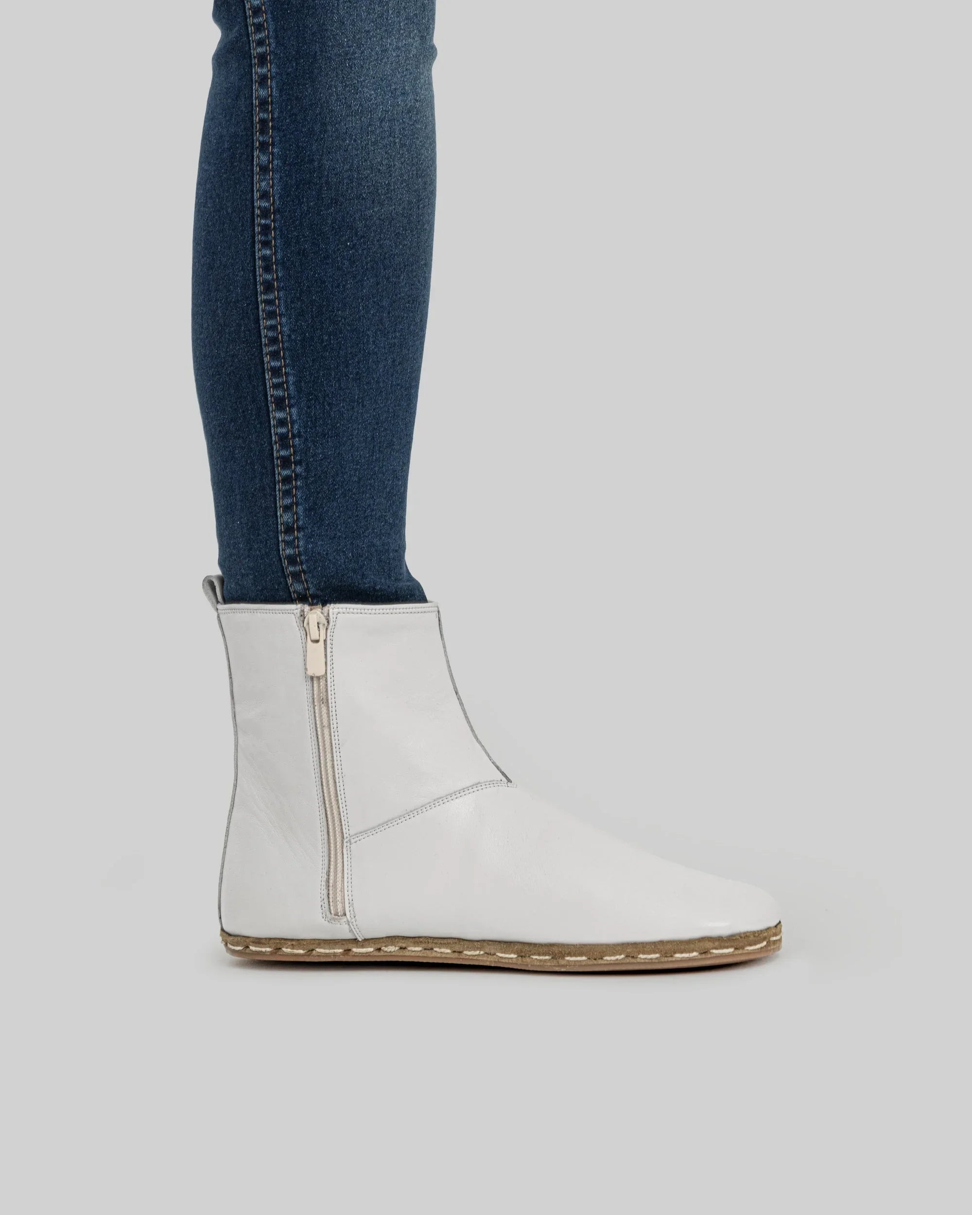 Side view White Chelsea Boots - Calf Leather Zero Drop | Bespoky