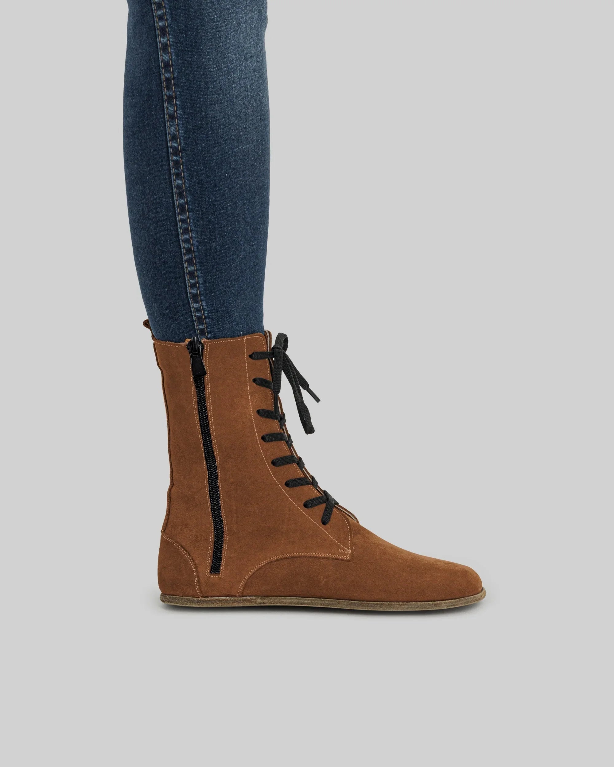 Pair Tan Nubuck Barefoot Boot - Barefoot Wide Toe Calf Leather | Bespoky