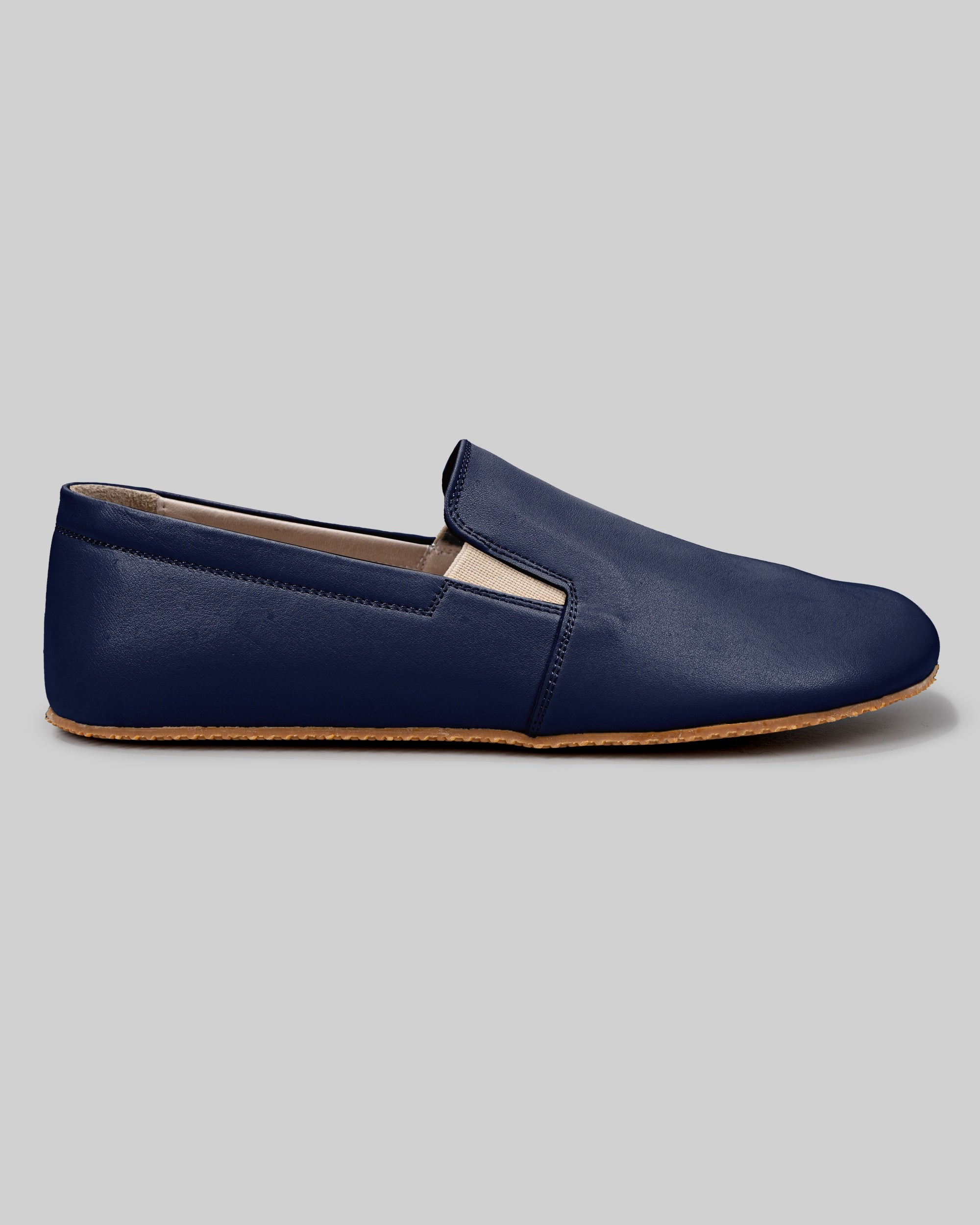 Side view Navy Blue Barefoot Shoes - Calf Leather Zero Drop | Bespoky