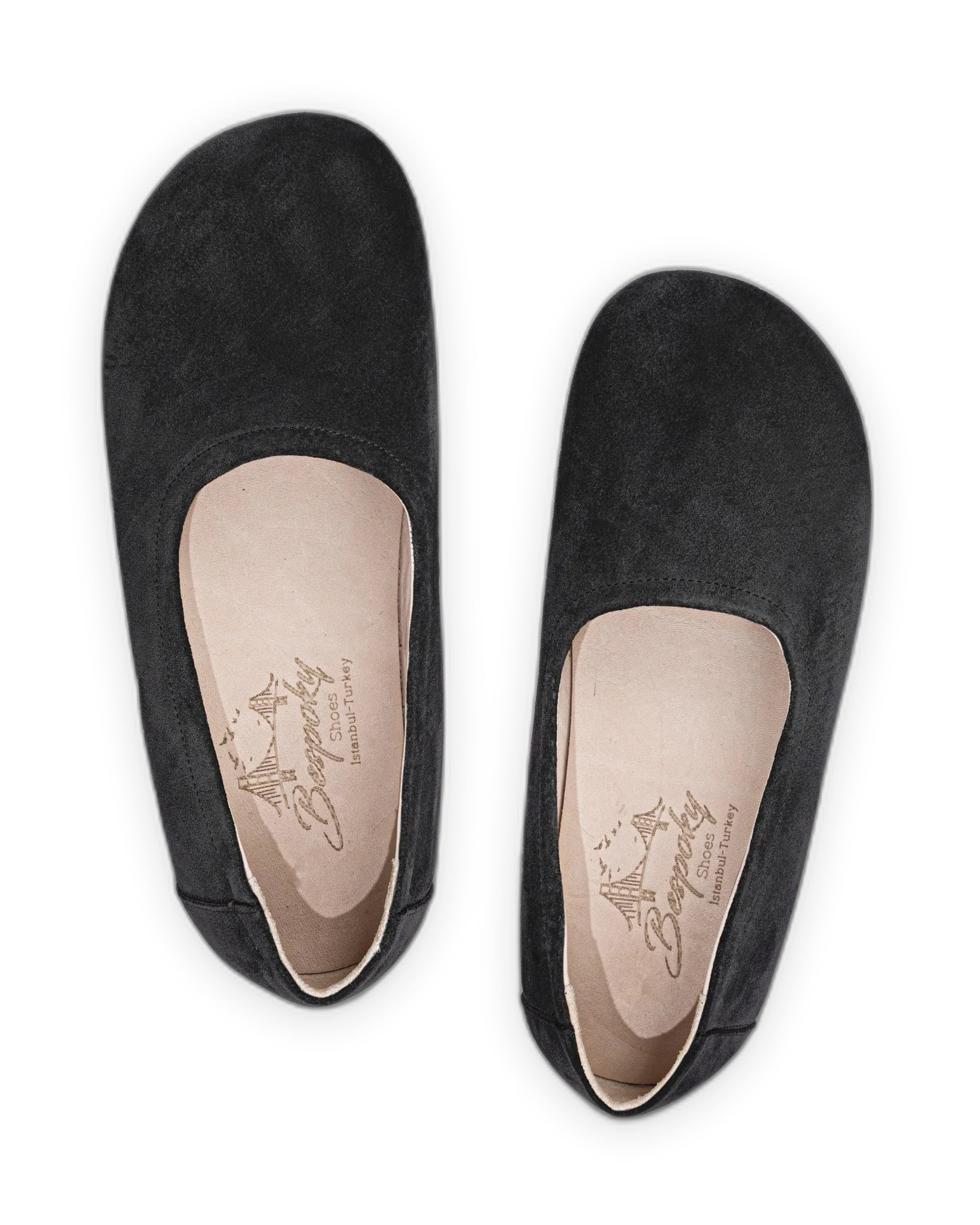 Side view Black Ballet Flats - Calf Leather Zero Drop | Bespoky