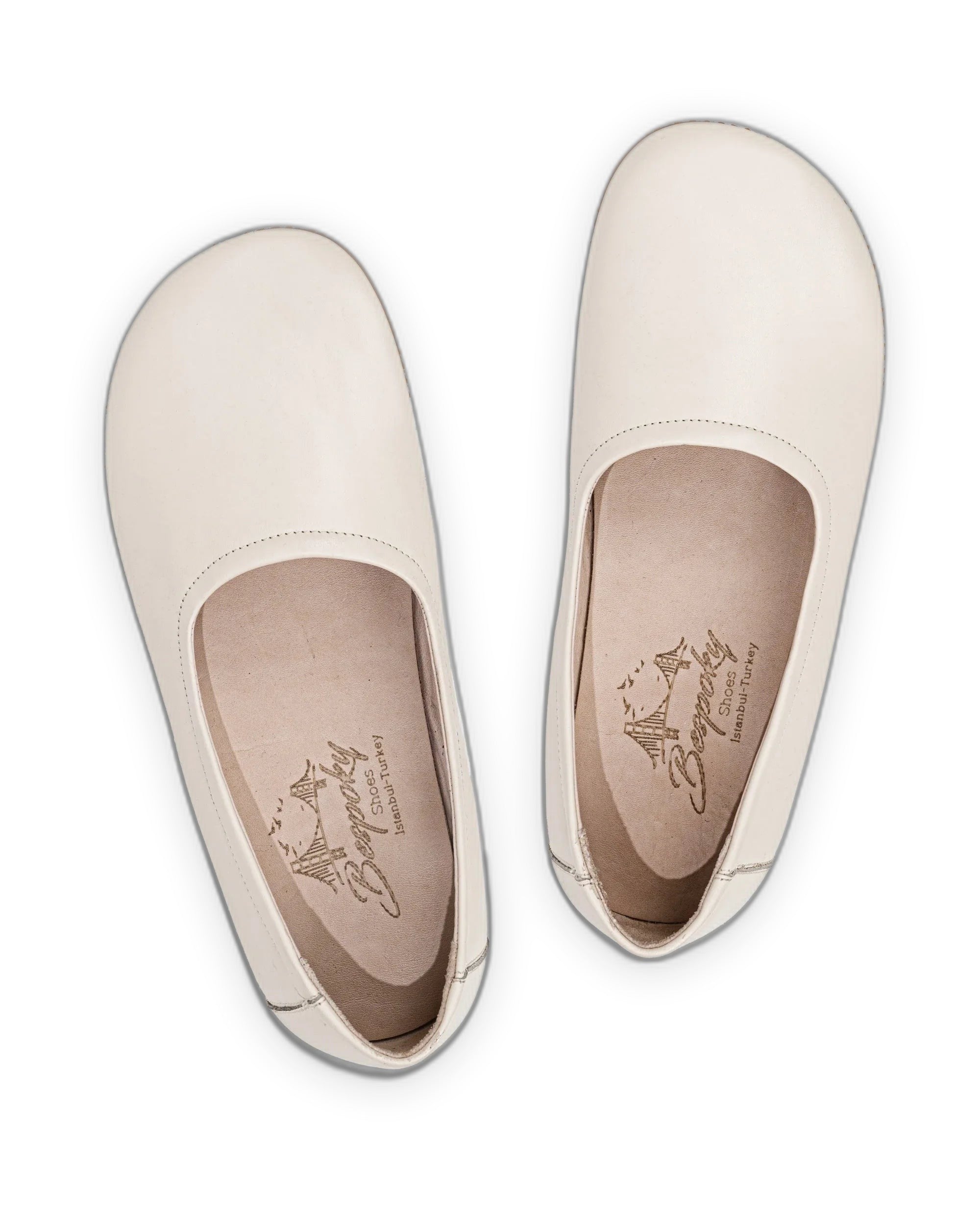 Top view Cream Ballet Flats - Handcrafted Calf Leather | Bespoky