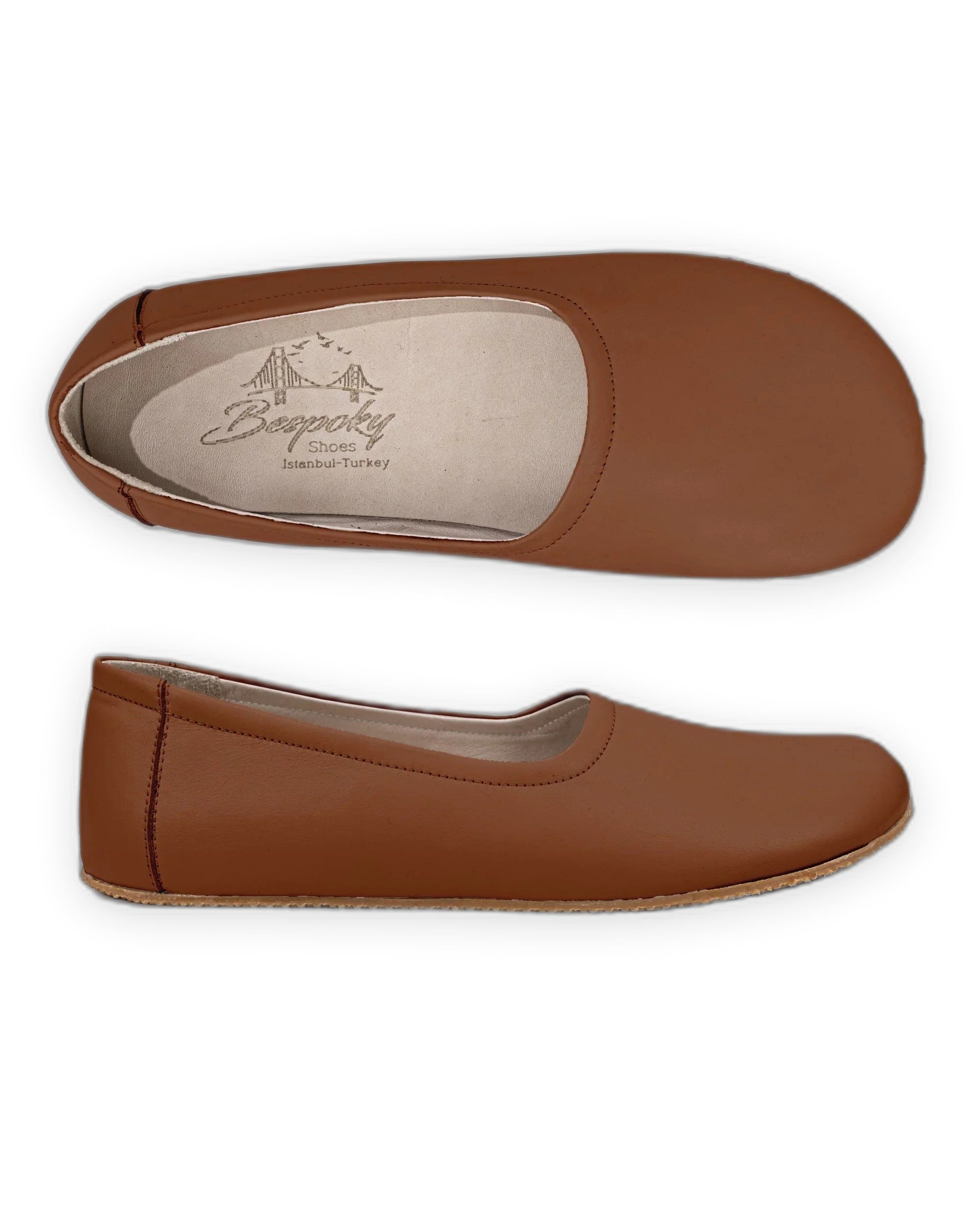 Back view Dark Brown Ballet Flats - Calf Leather Handcrafted | Bespoky