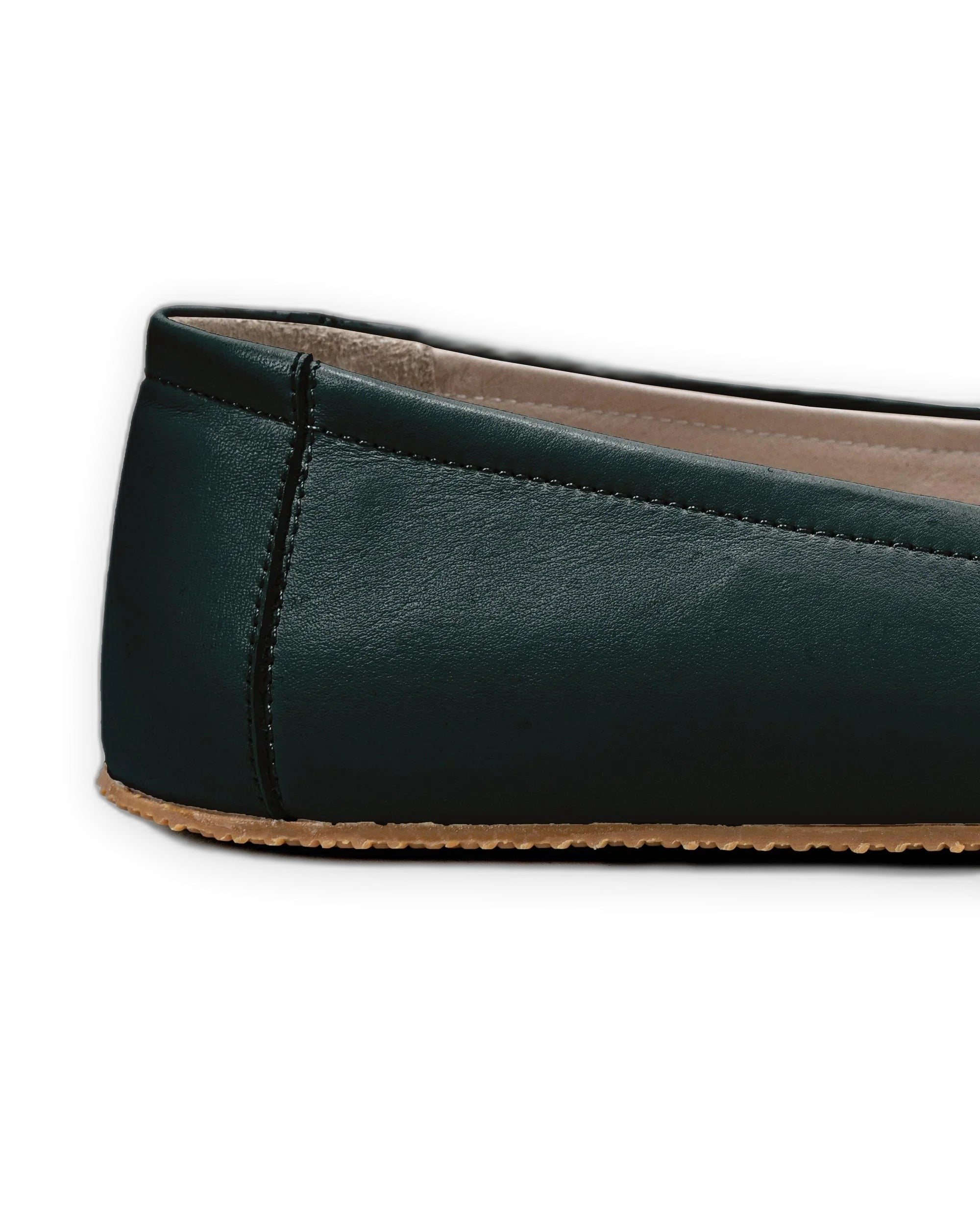 Top view Dark Green Ballet Flats - Handcrafted Calf Leather | Bespoky
