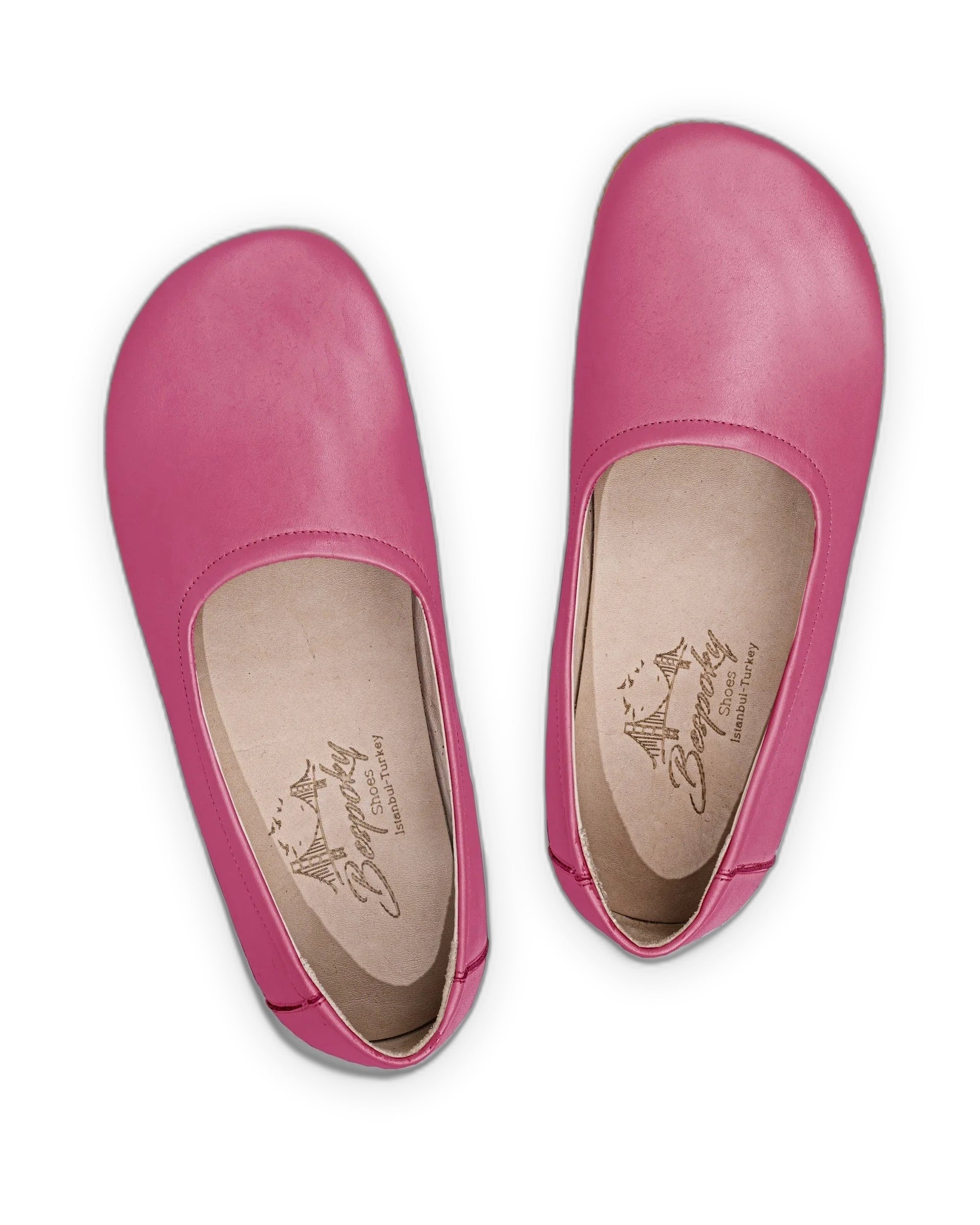 Side view Fuchsia Ballet Flats - Calf Leather Zero Drop | Bespoky