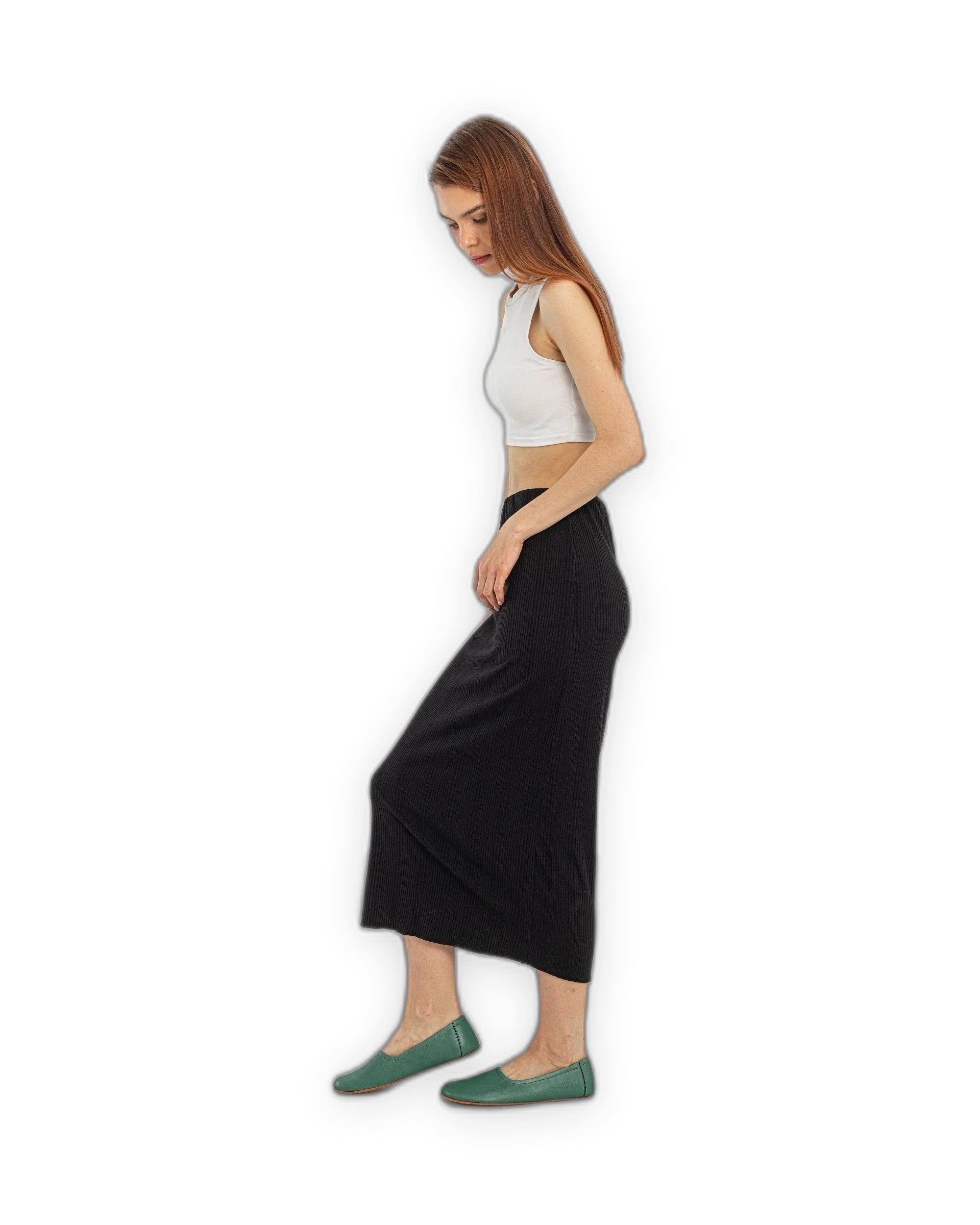 Back view Green Ballet Flats - Calf Leather Handcrafted | Bespoky