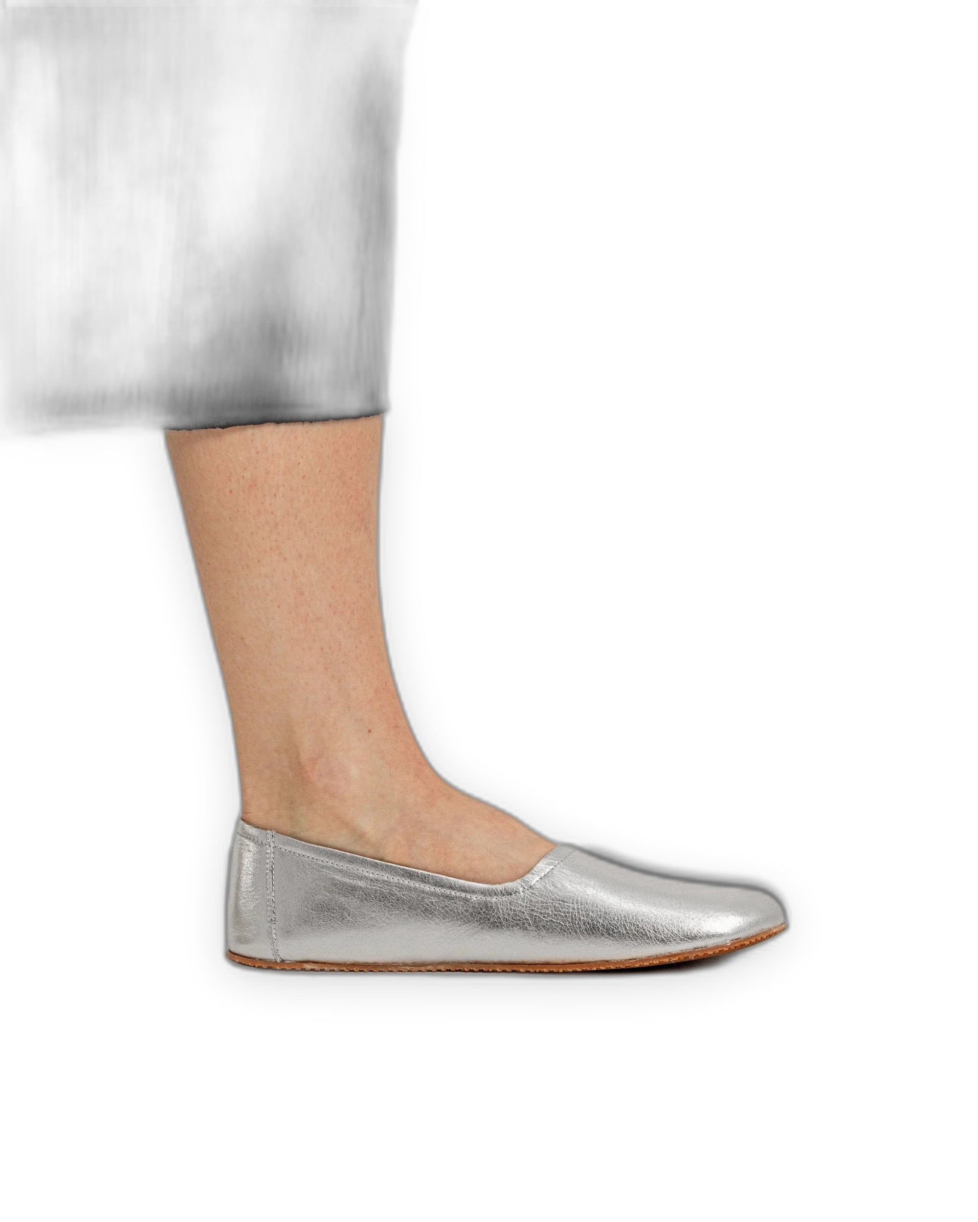 Detail Silver Ballet Flats - Handcrafted Calf Leather Turkey | Bespoky