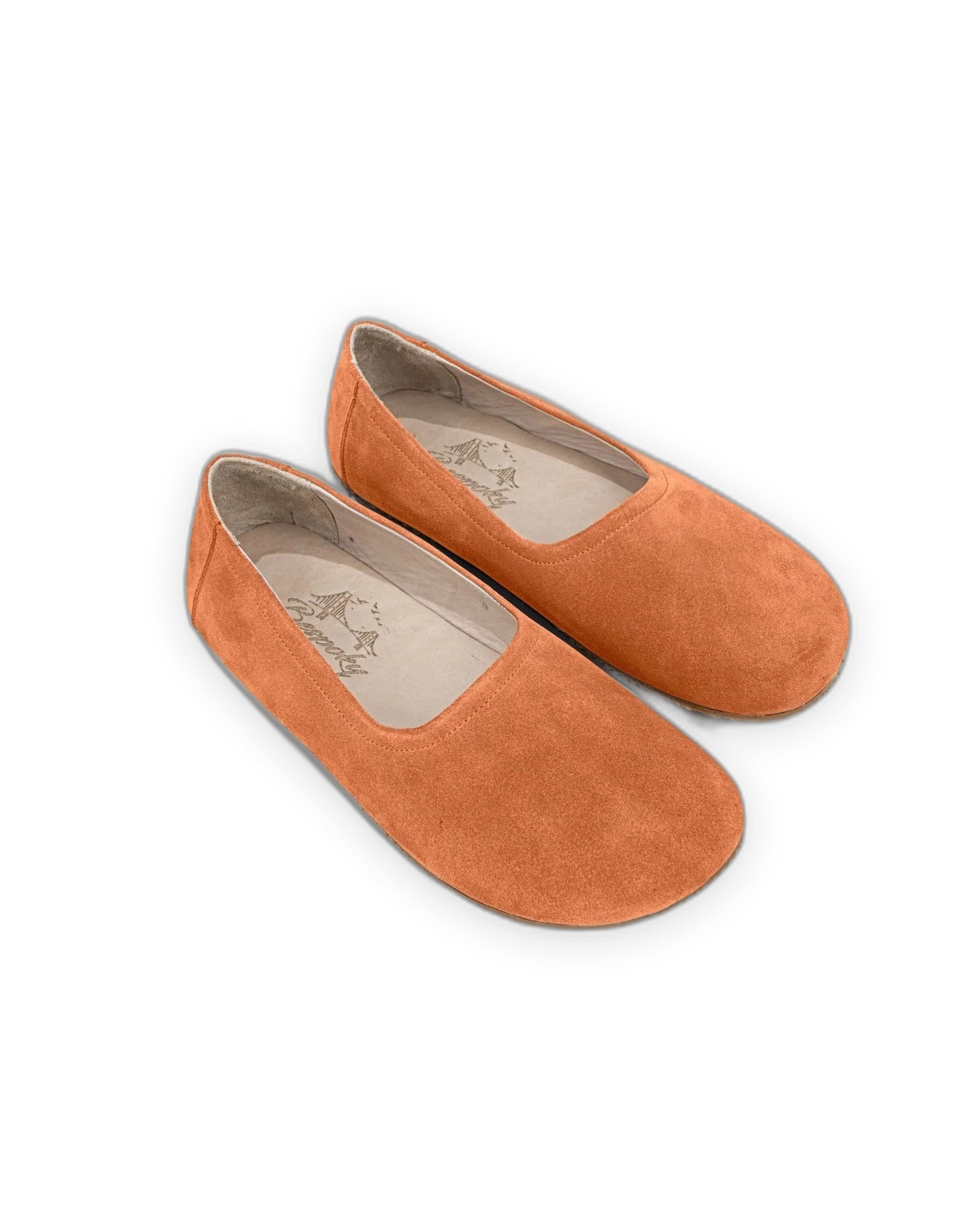 Women's Orange Ballet Flats - Handcrafted Calf Leather Wide Toe Box | Bespoky