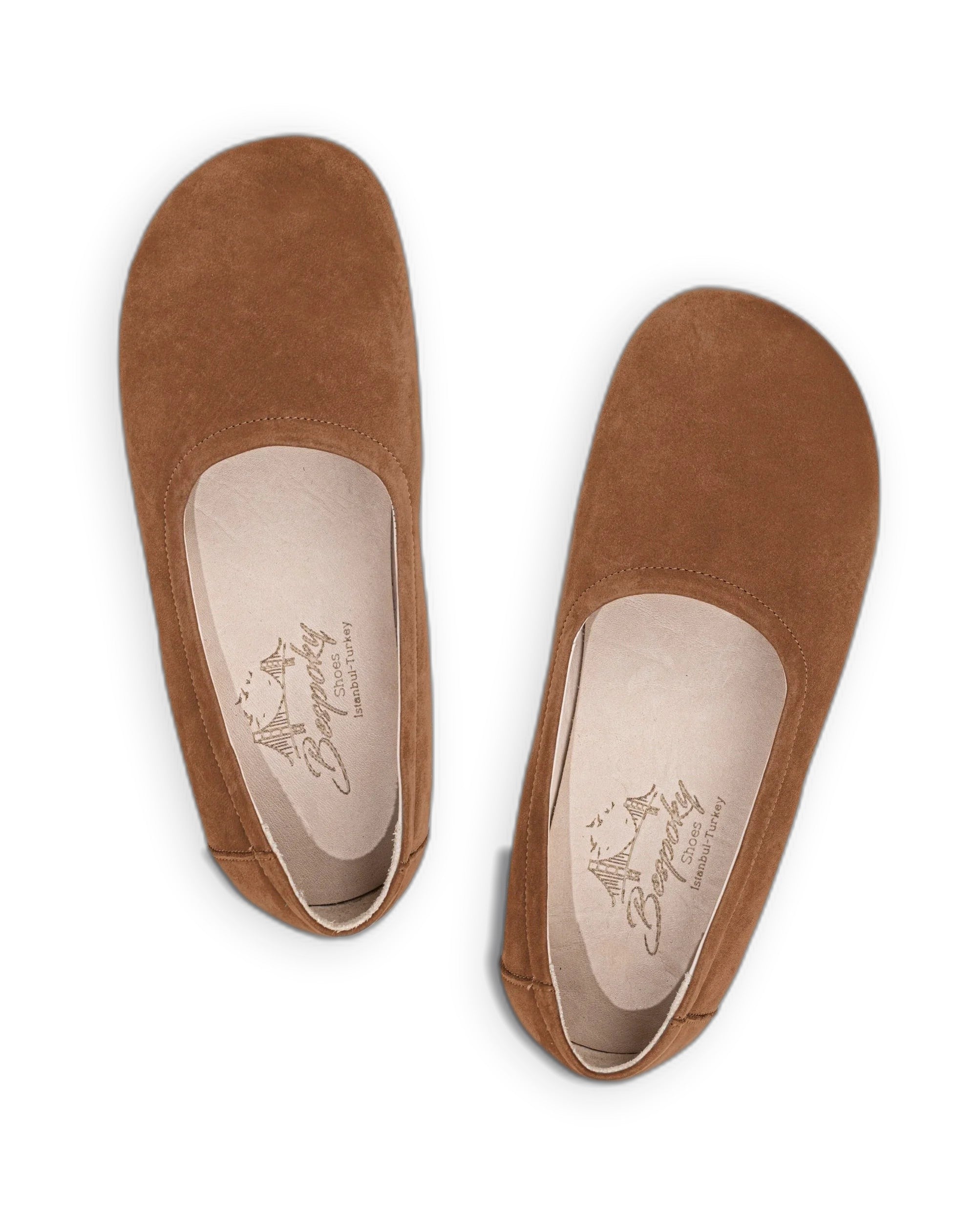 Side view Tan Ballet Flats - Calf Leather Zero Drop | Bespoky