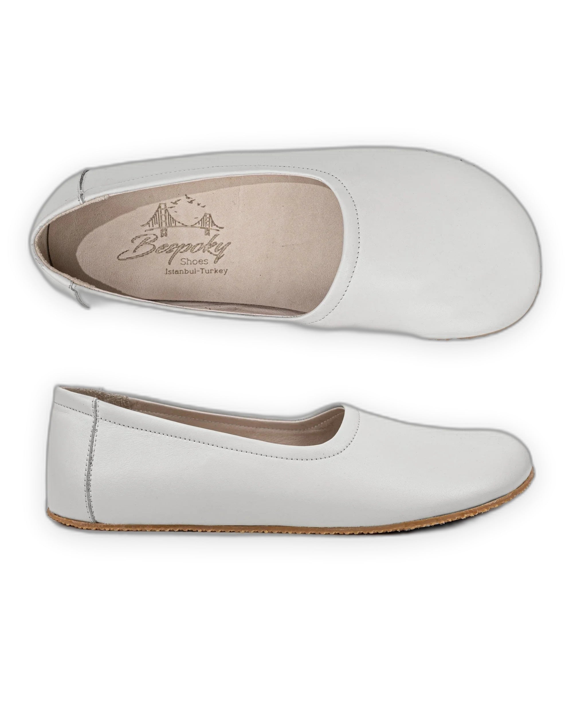 Back view White Ballet Flats - Calf Leather Handcrafted | Bespoky