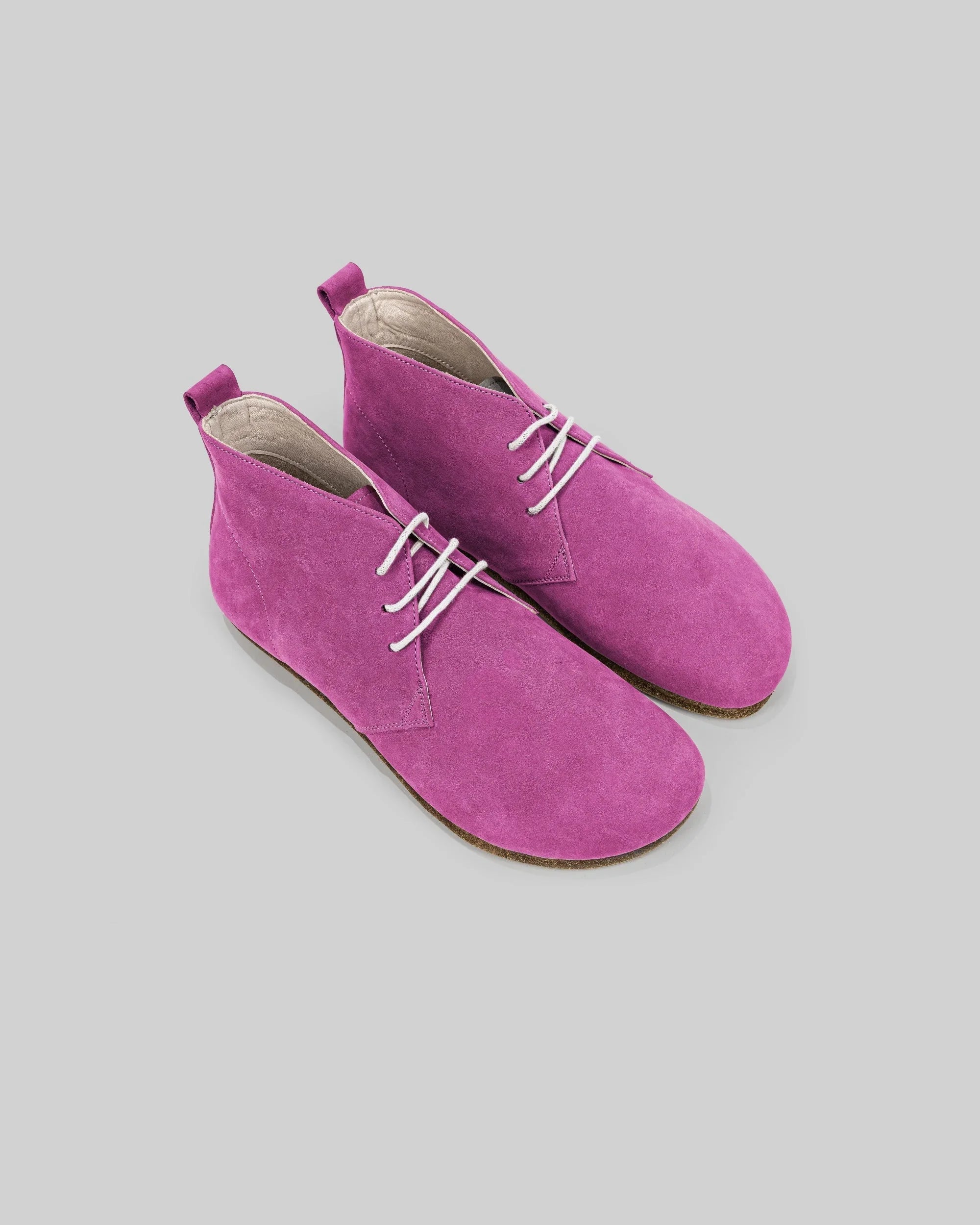 Women's Pink Nubuck Ankle Boots - Handcrafted Calf Leather Wide Toe Box | Bespoky