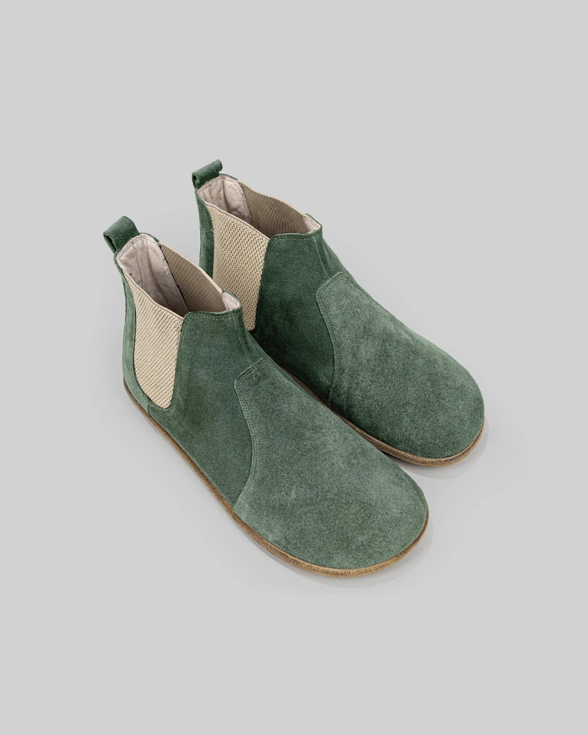 Men's Green Suede Chelsea Boots - Handcrafted Calf Leather Wide Toe Box | Bespoky