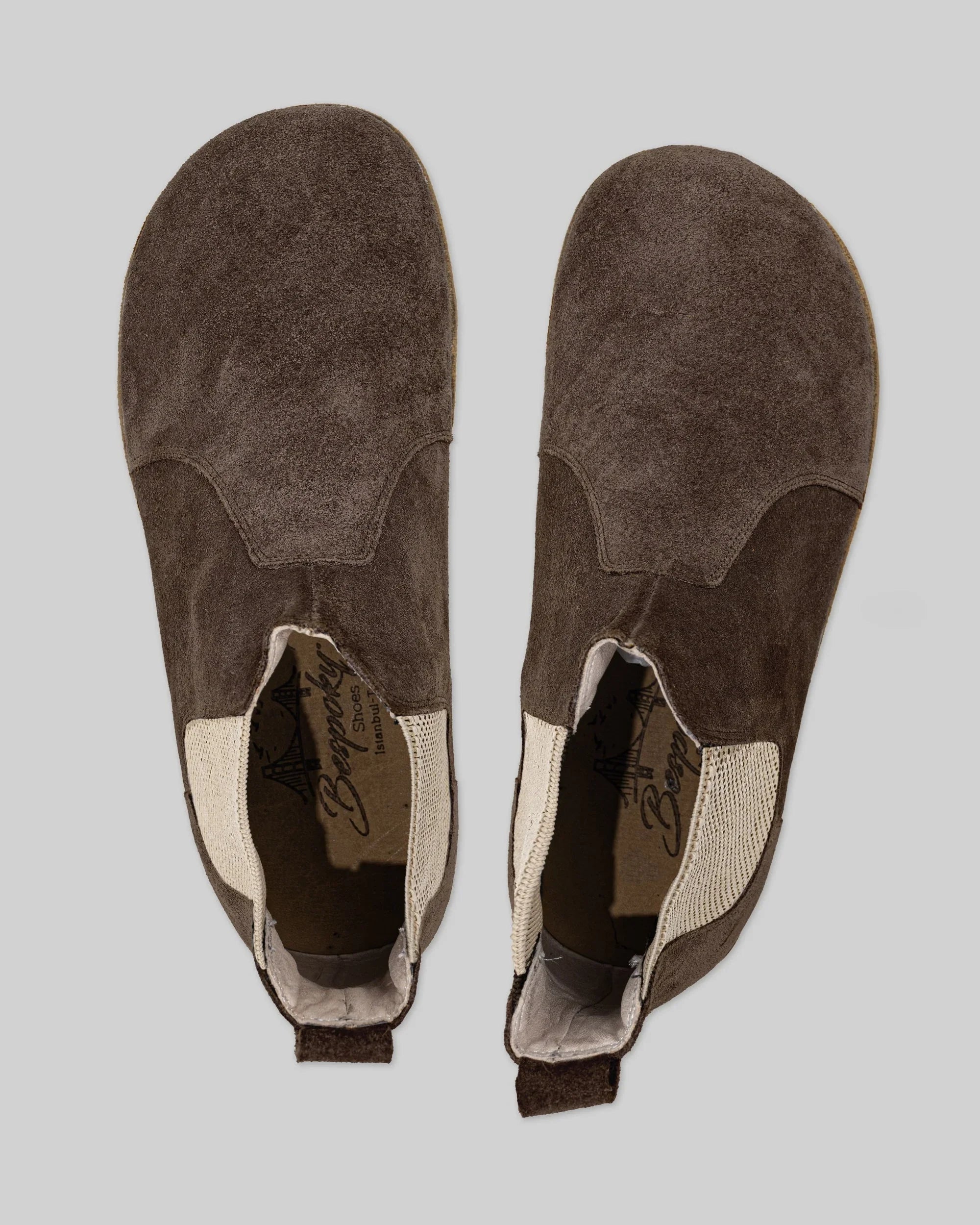 Side view Brown Suede Chelsea Boots - Calf Leather Zero Drop | Bespoky