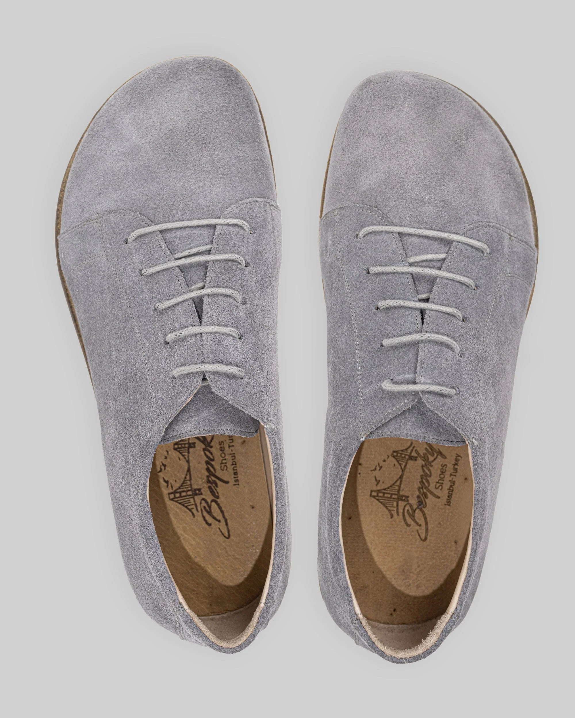 Side view Grey Barefoot Sneaker - Calf Leather Zero Drop | Bespoky