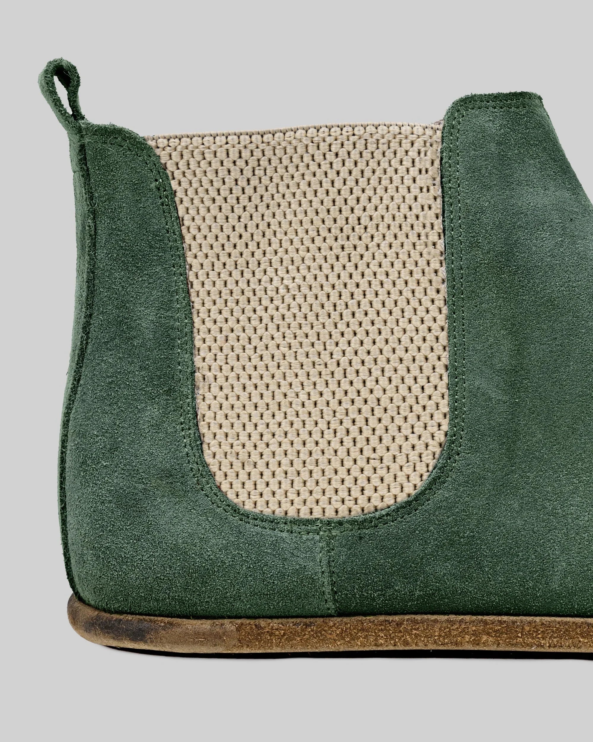 Top view Green Suede Chelsea Boots - Handcrafted Calf Leather | Bespoky