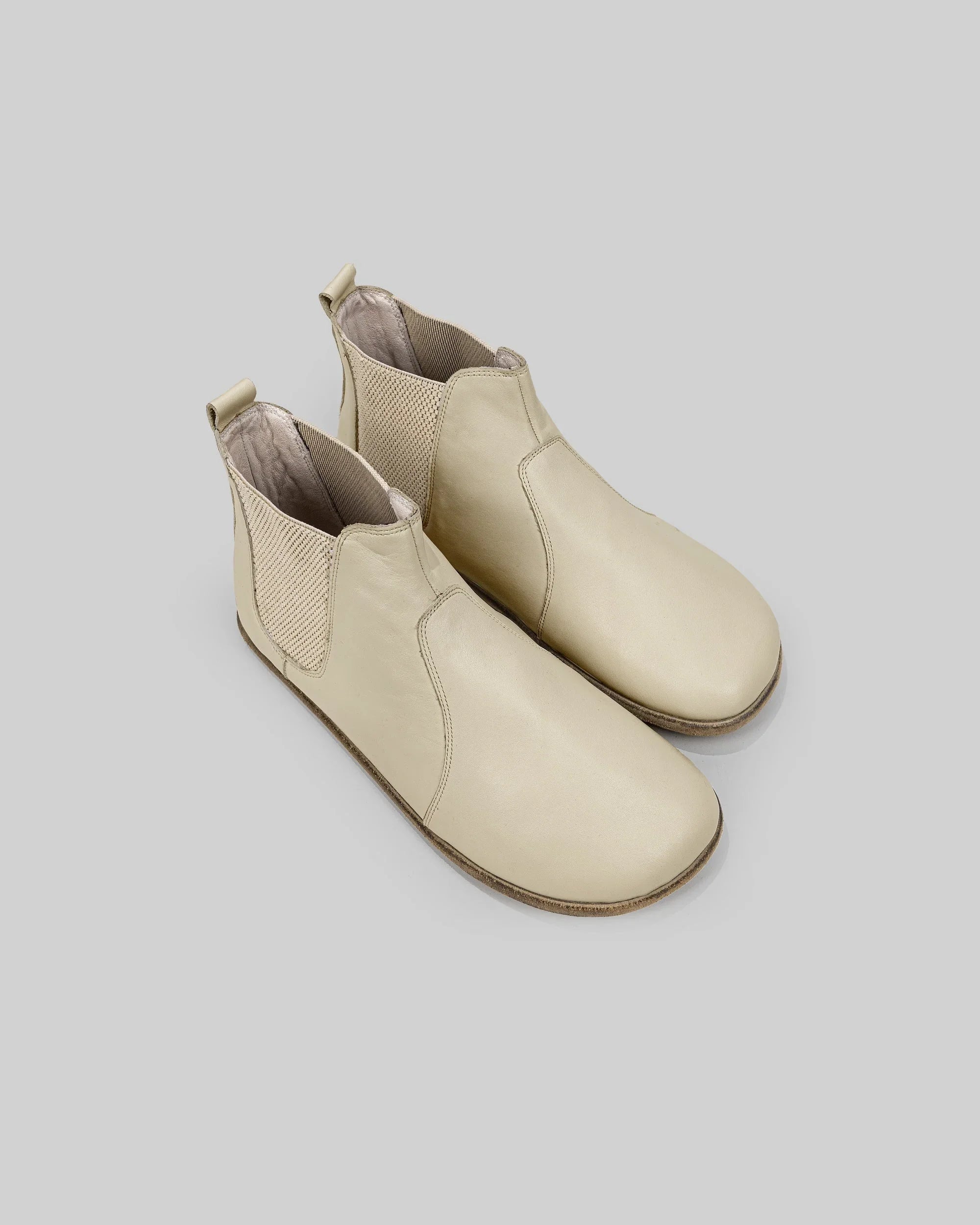 Men's Beige Chelsea Boots - Handcrafted Calf Leather Wide Toe Box | Bespoky