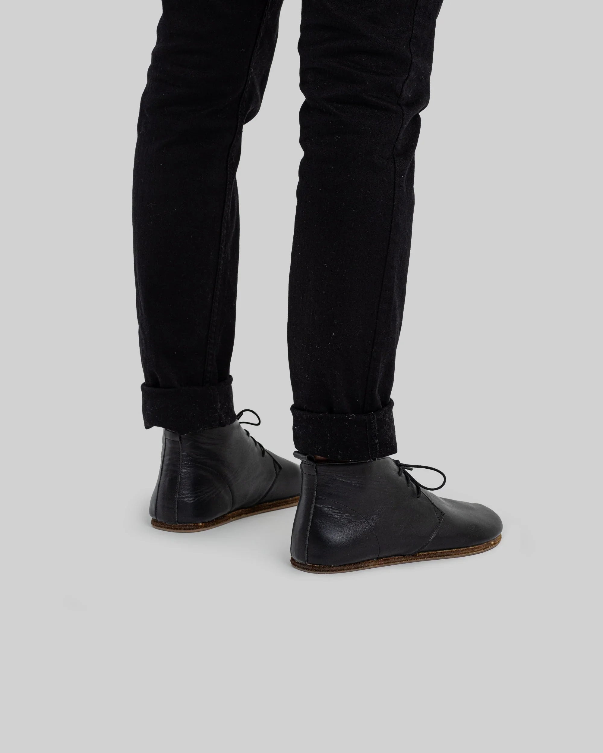 Pair Black Ankle Boots - Barefoot Wide Toe Calf Leather | Bespoky
