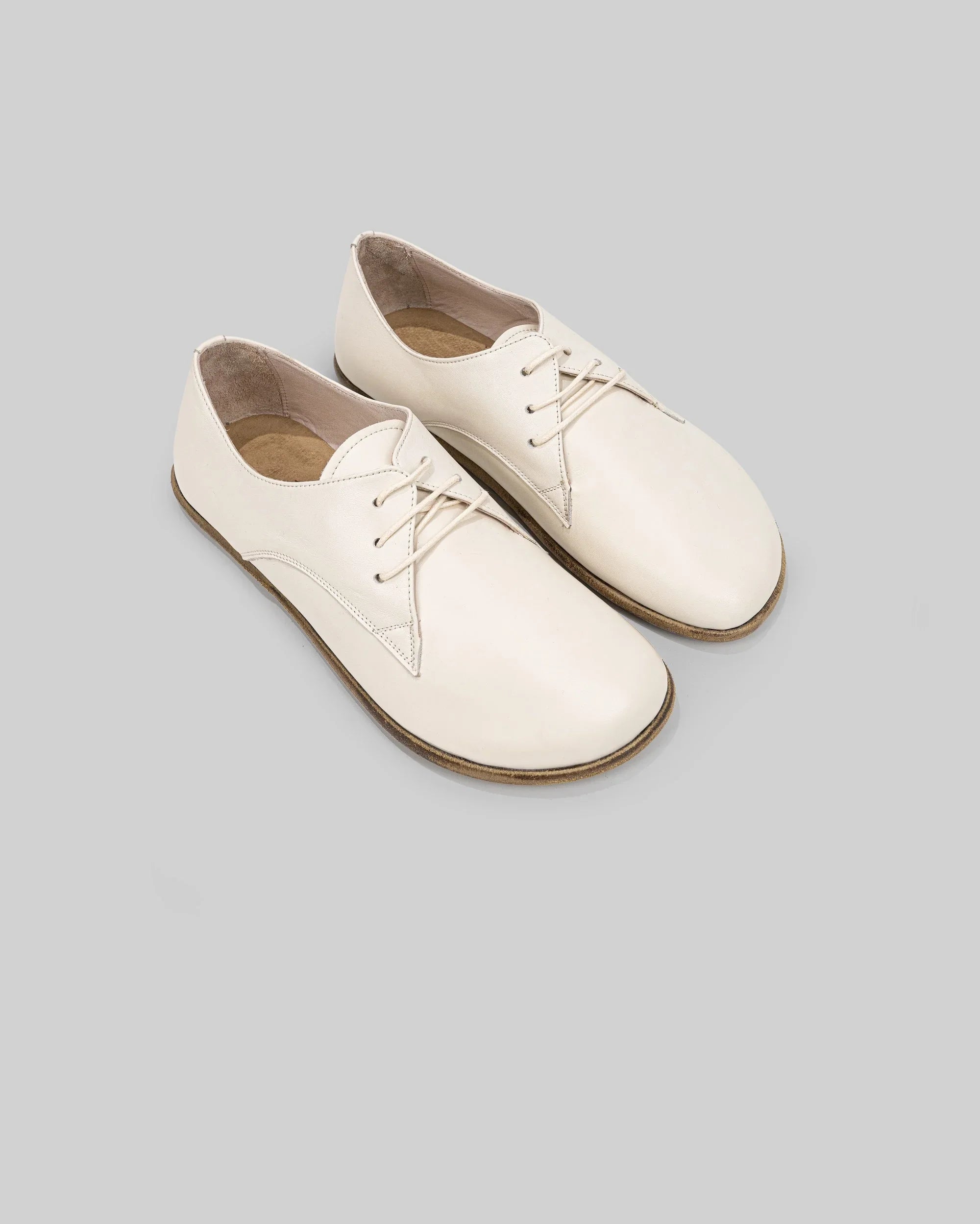 Men's Cream Oxford Shoes - Handcrafted Calf Leather Wide Toe Box | Bespoky
