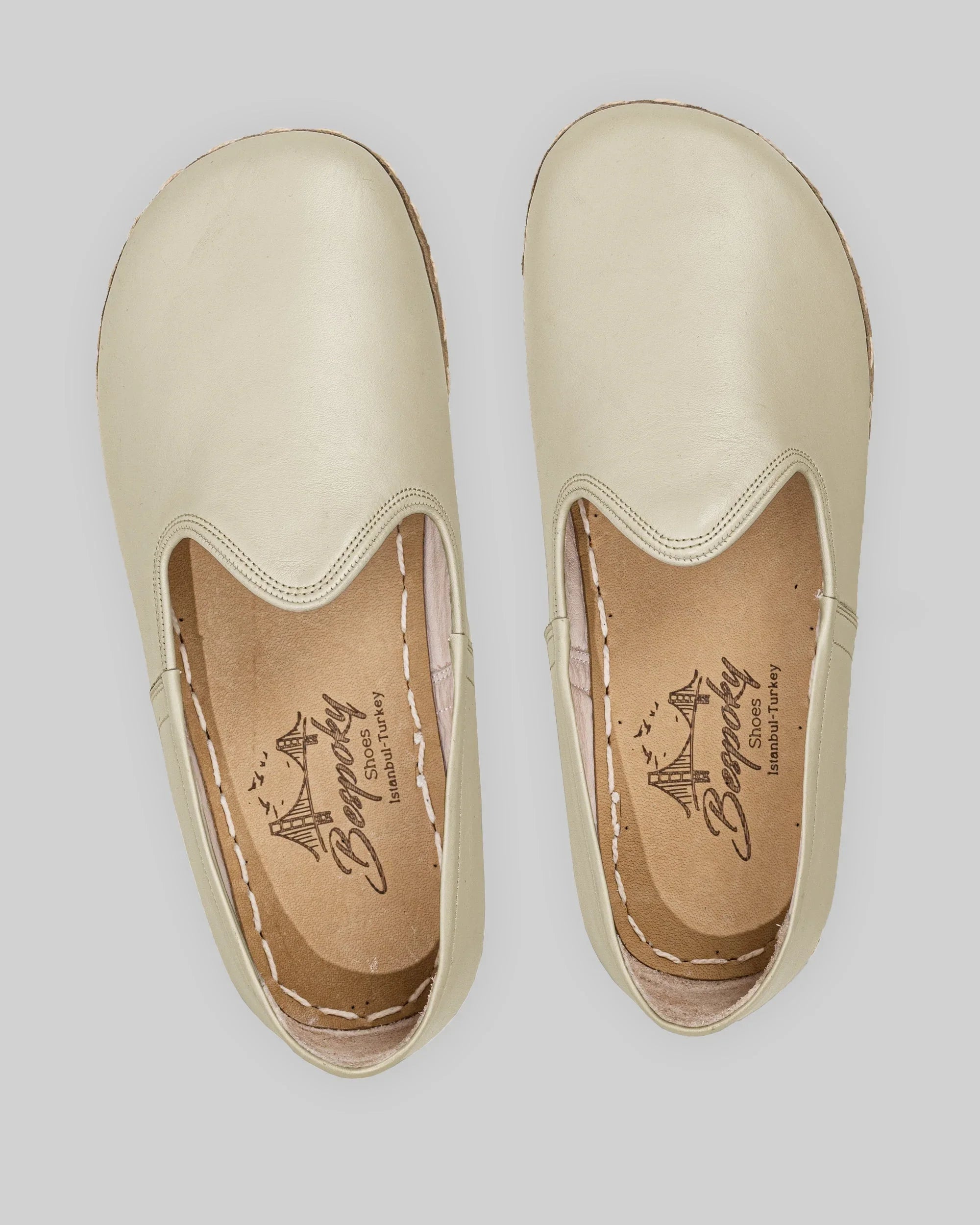 Top view Beige Barefoot Yemeni - Handcrafted Calf Leather | Bespoky