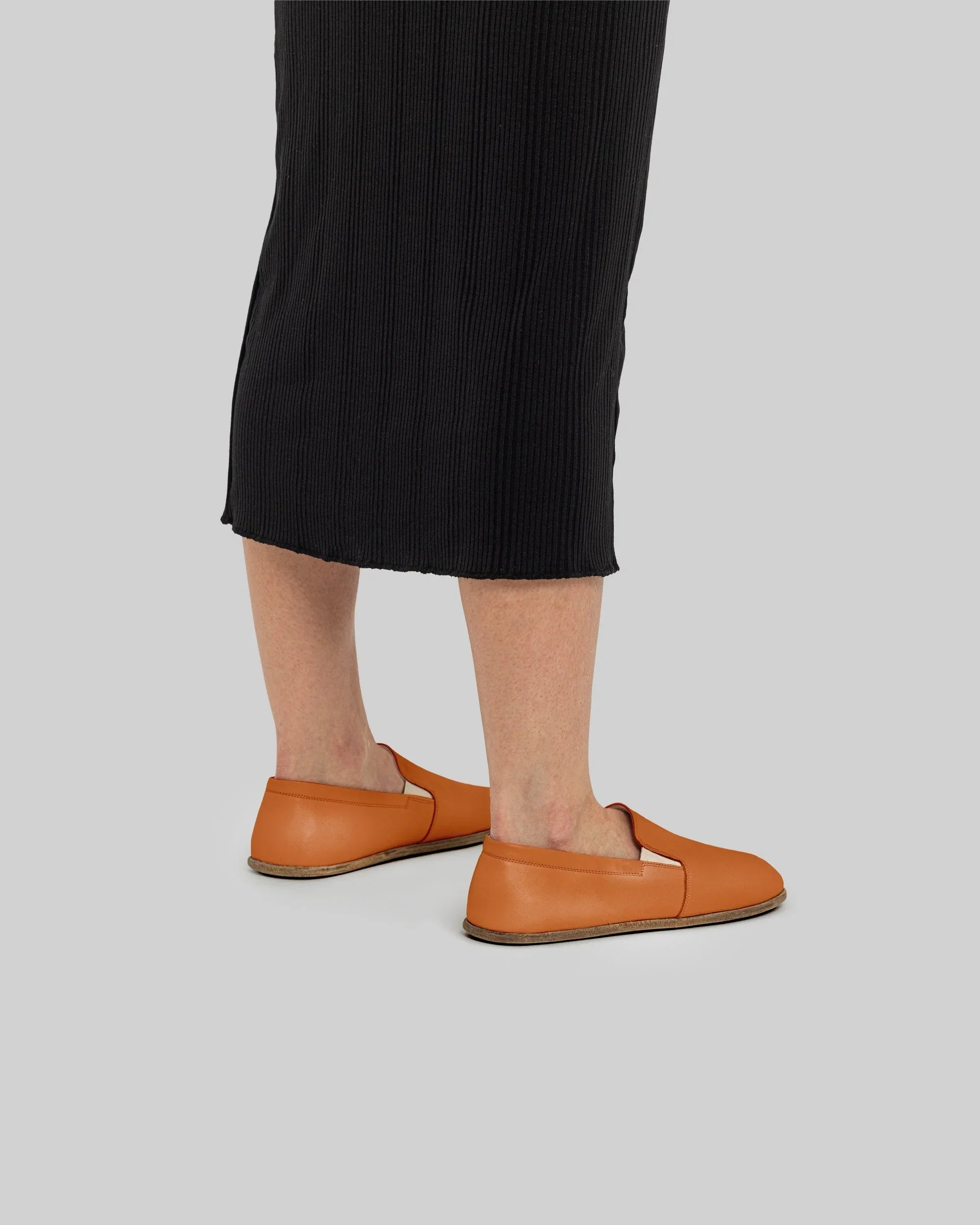 Detail Orange Barefoot Shoes - Handcrafted Calf Leather Turkey | Bespoky