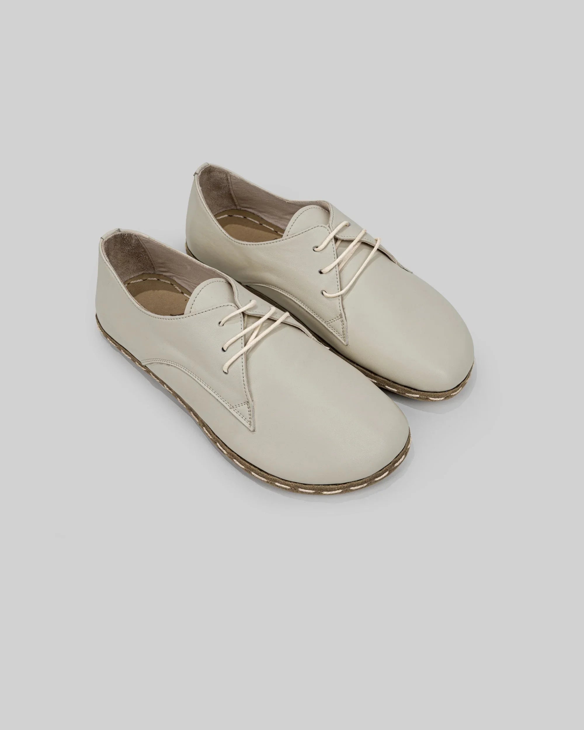 Men's Lucas Beige Oxford Shoes - Handcrafted Calf Leather Wide Toe Box | Bespoky