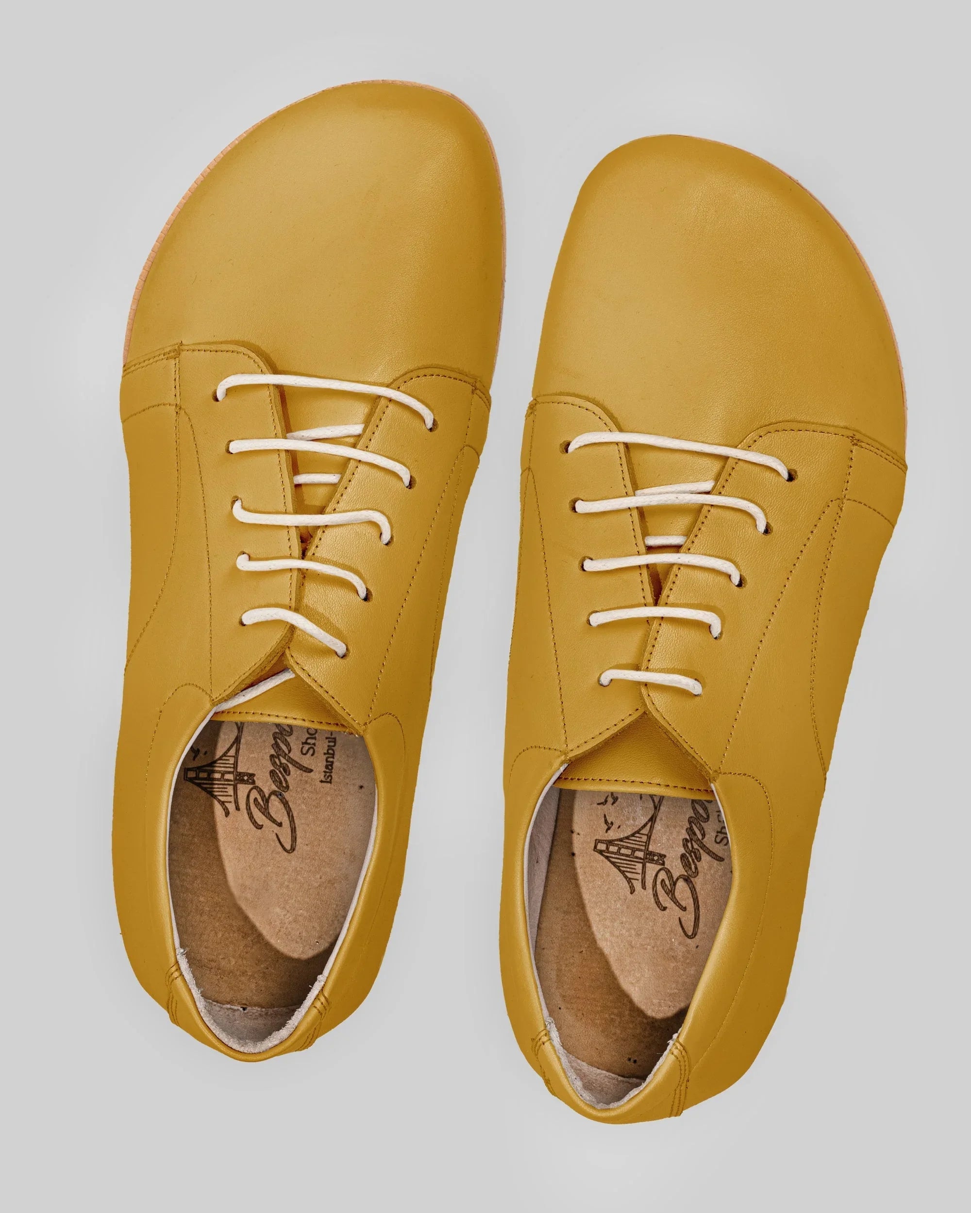 Pair Mustard Barefoot Sneaker - Barefoot Wide Toe Calf Leather | Bespoky