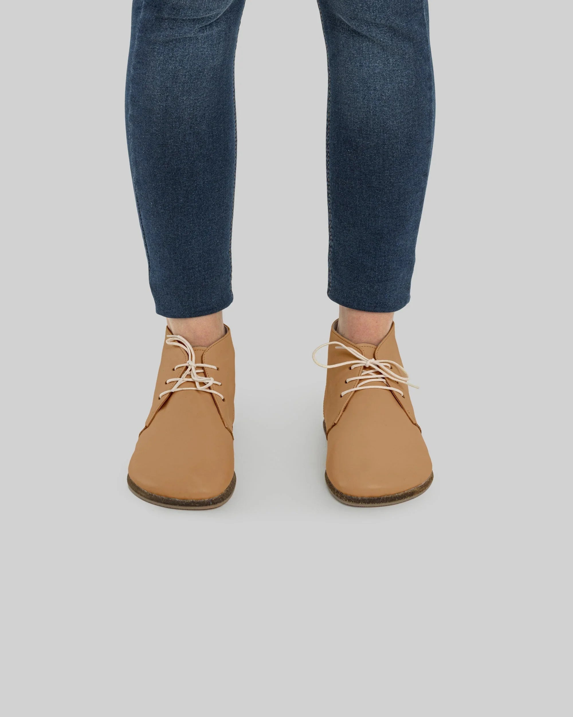 Pair Undyed Ankle Boots - Barefoot Wide Toe Calf Leather | Bespoky