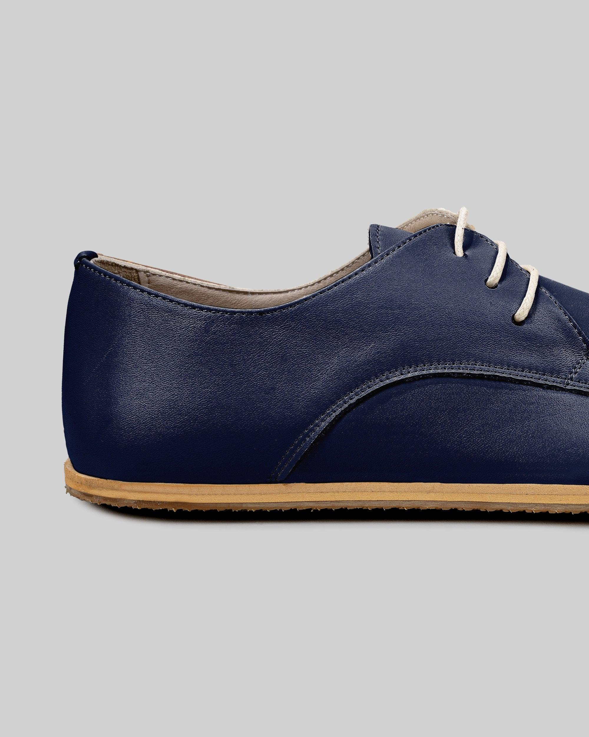 Top view Navy Blue Oxford Shoes - Handcrafted Calf Leather | Bespoky